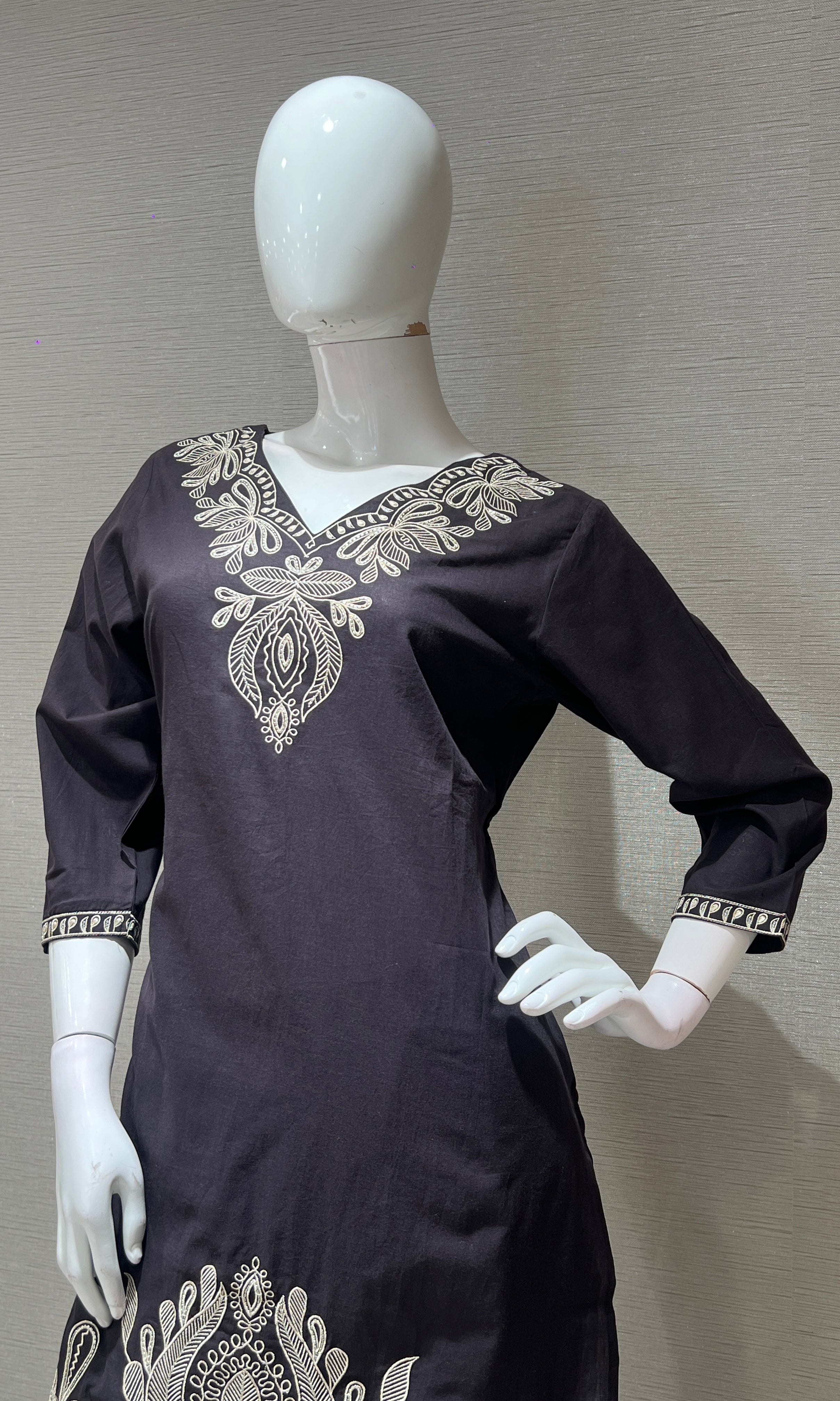 Grey EMBROIDERED kurta set