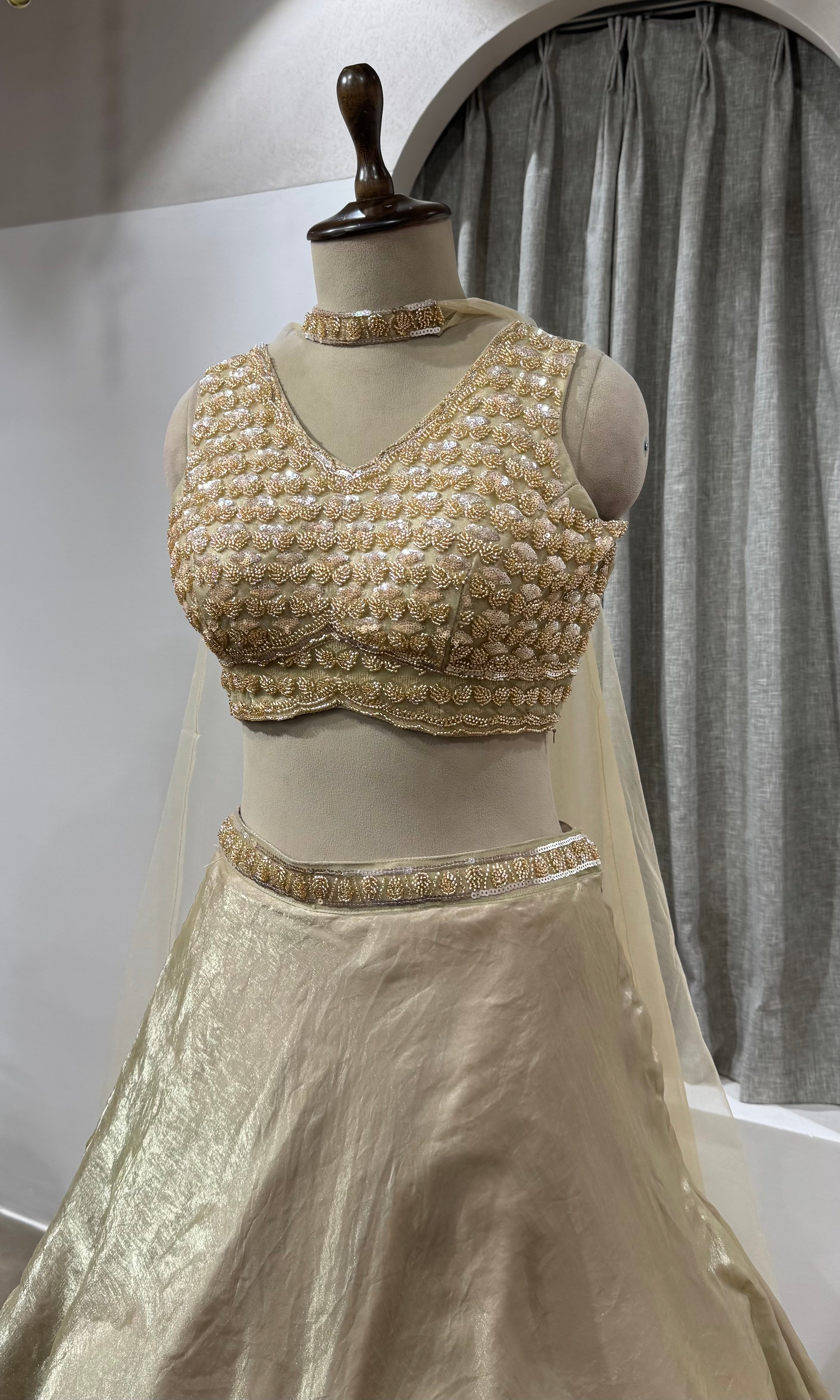 Onion pink Silk Chanderi Lehenga