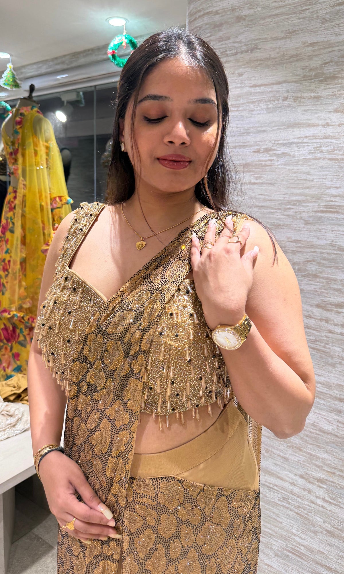 Chikoo GOLDEN drape saree