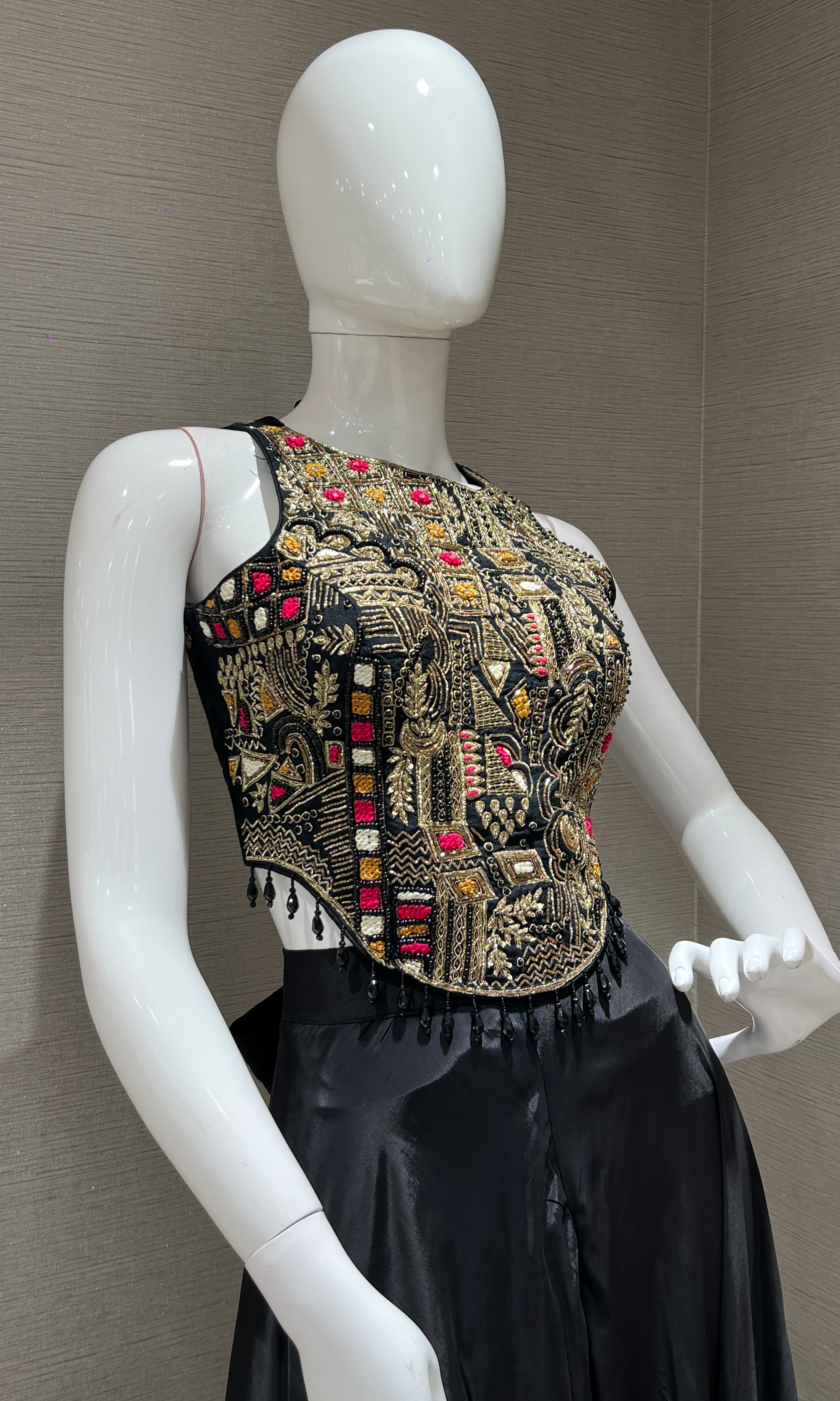 Black Gold Embroidery palazzo set
