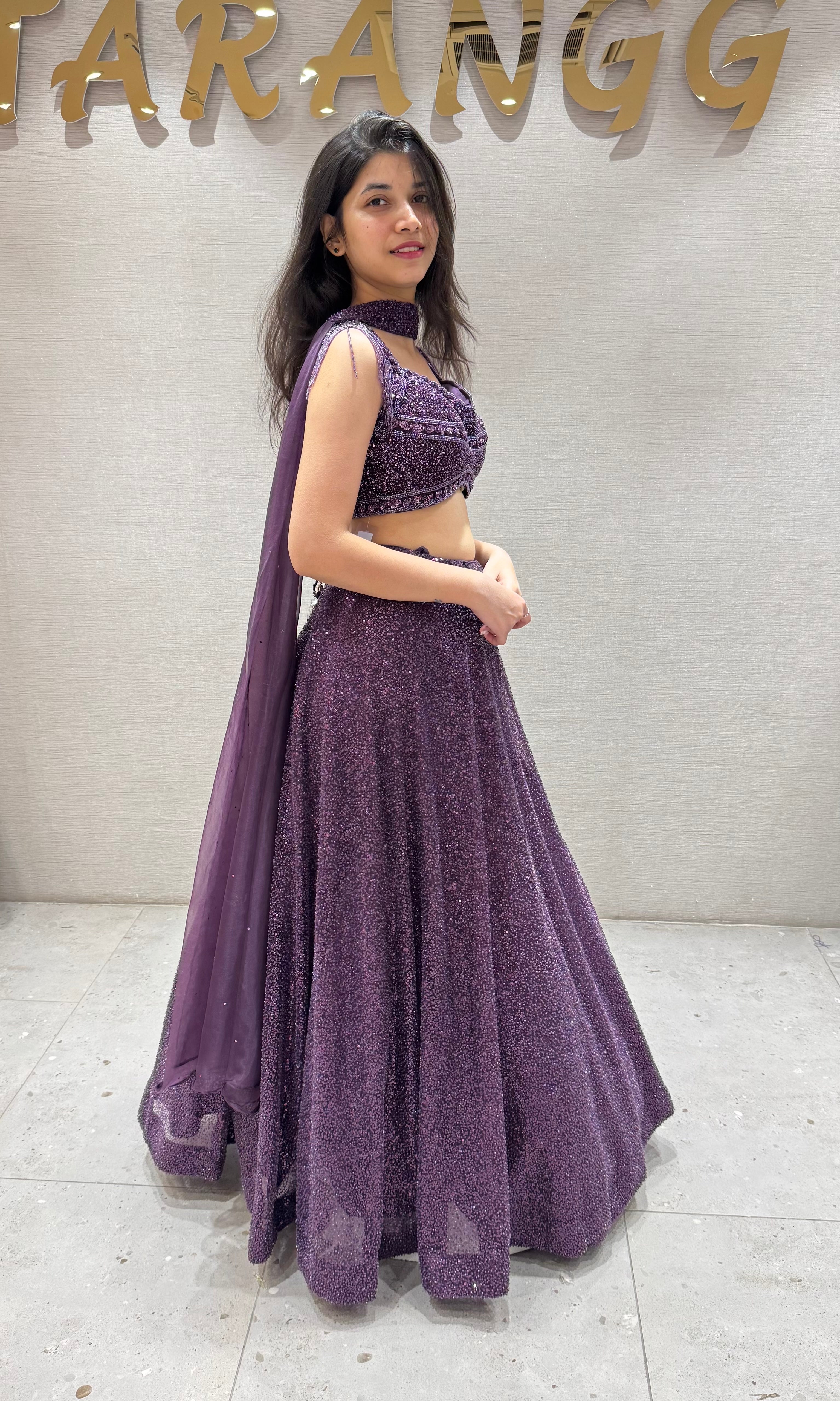 Wine Lehenga WITH ELEGANT CORSET BLOUSE