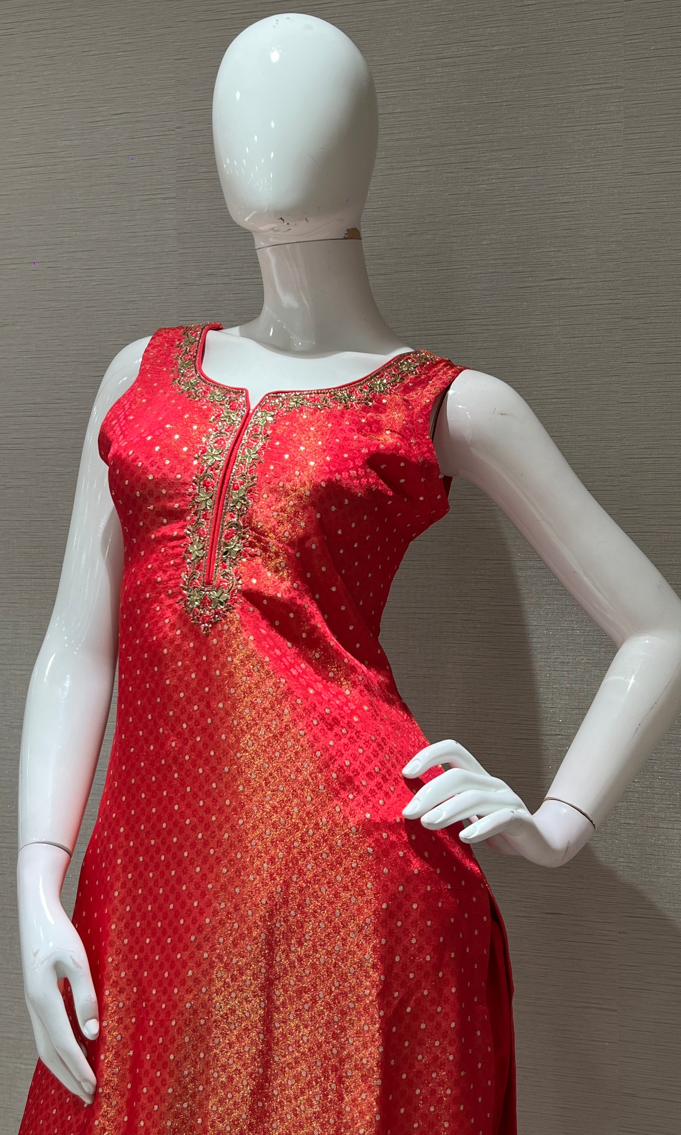 Pink golden embroidered kurta set