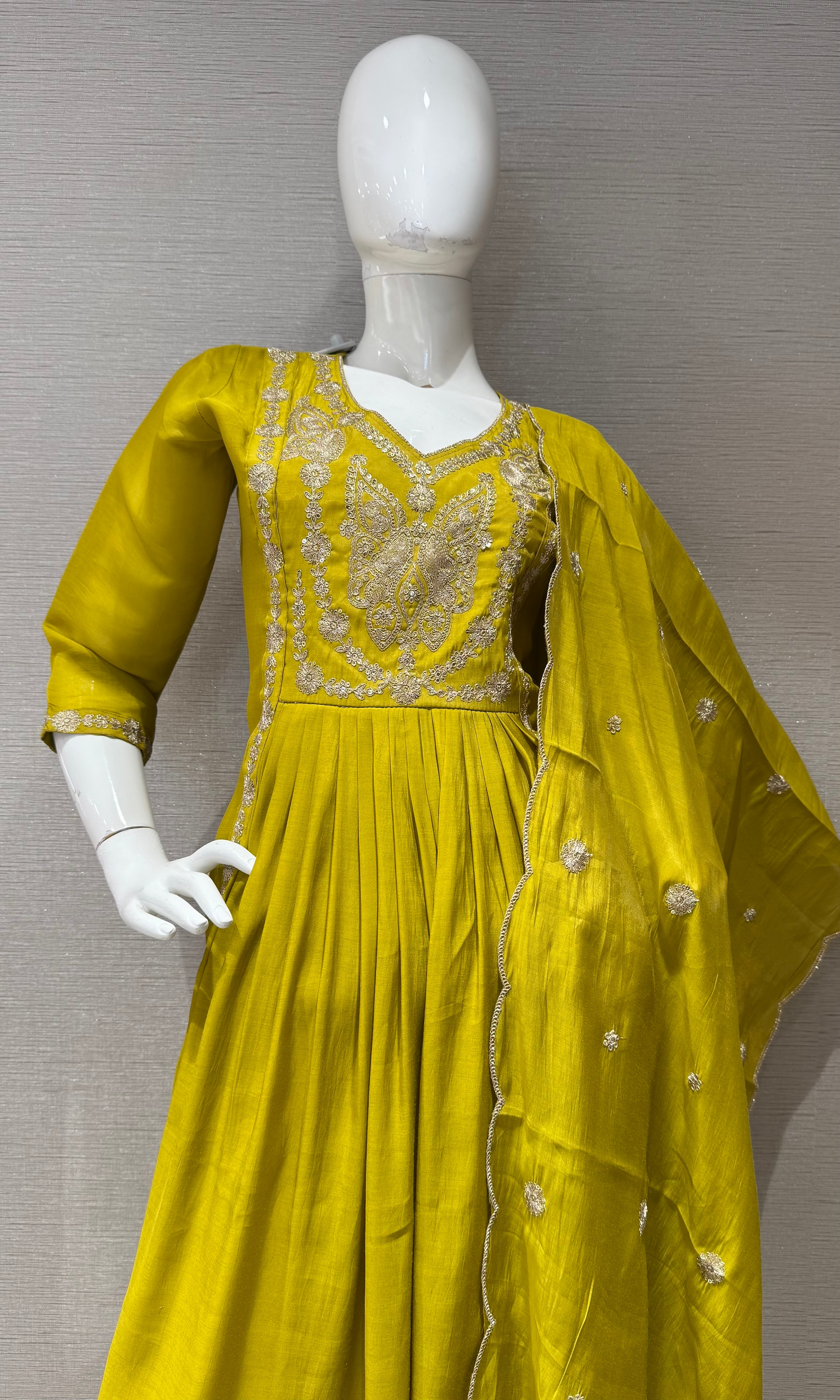 Green Embroidered Anarkali Kurta Set with Dupatta