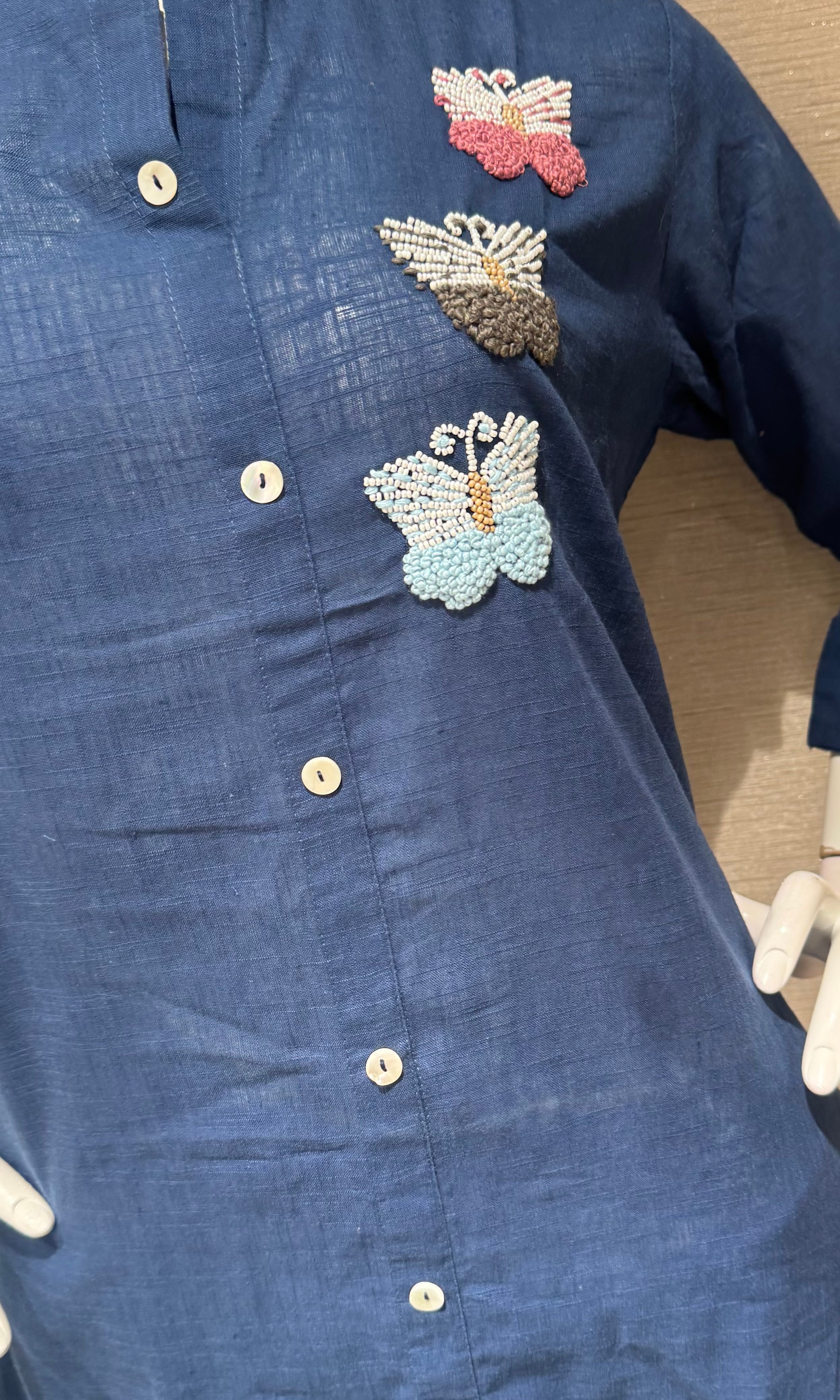 Navy blue Floral Butterfly Cord set