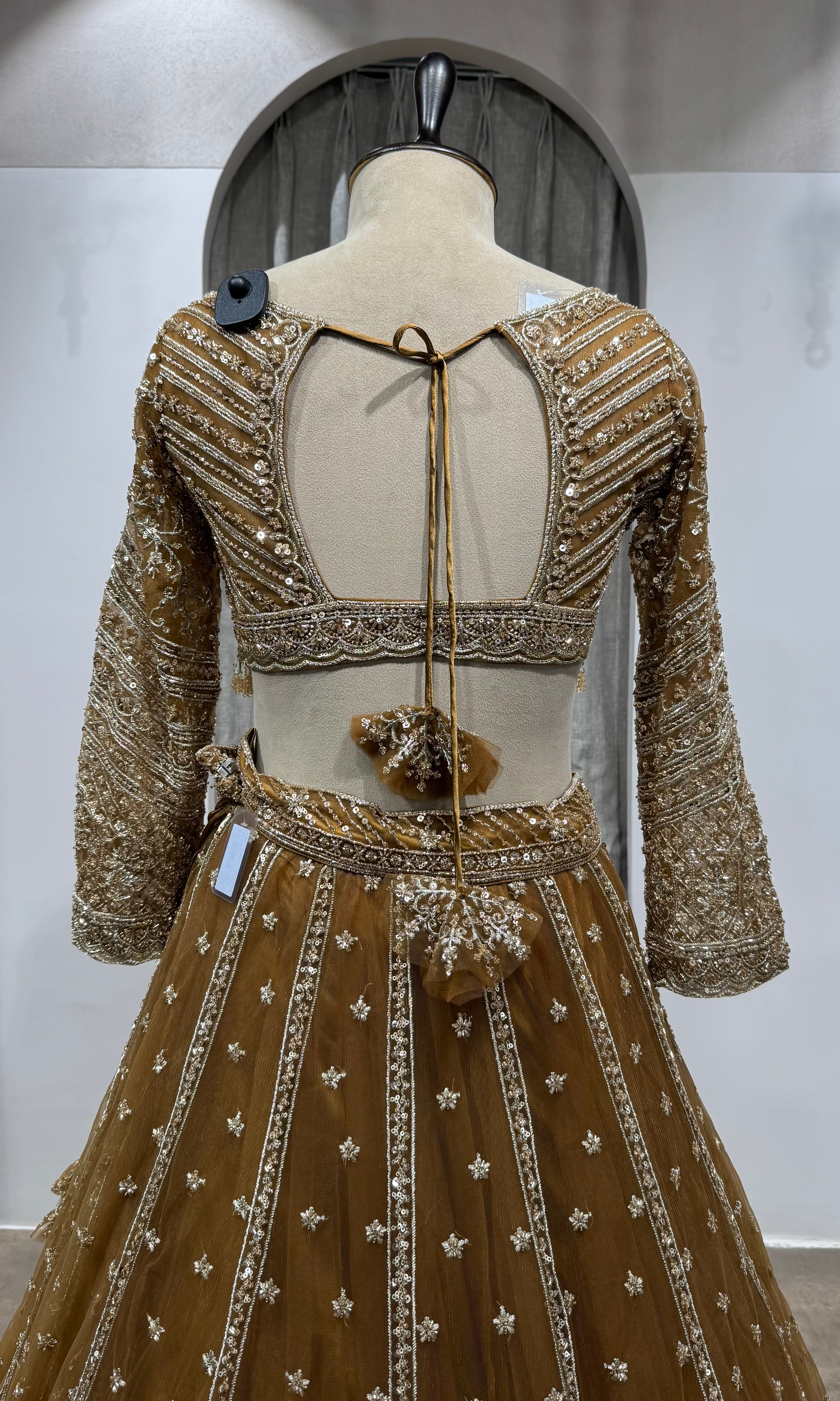 BROWN Embroidered Lehenga with Dupatta