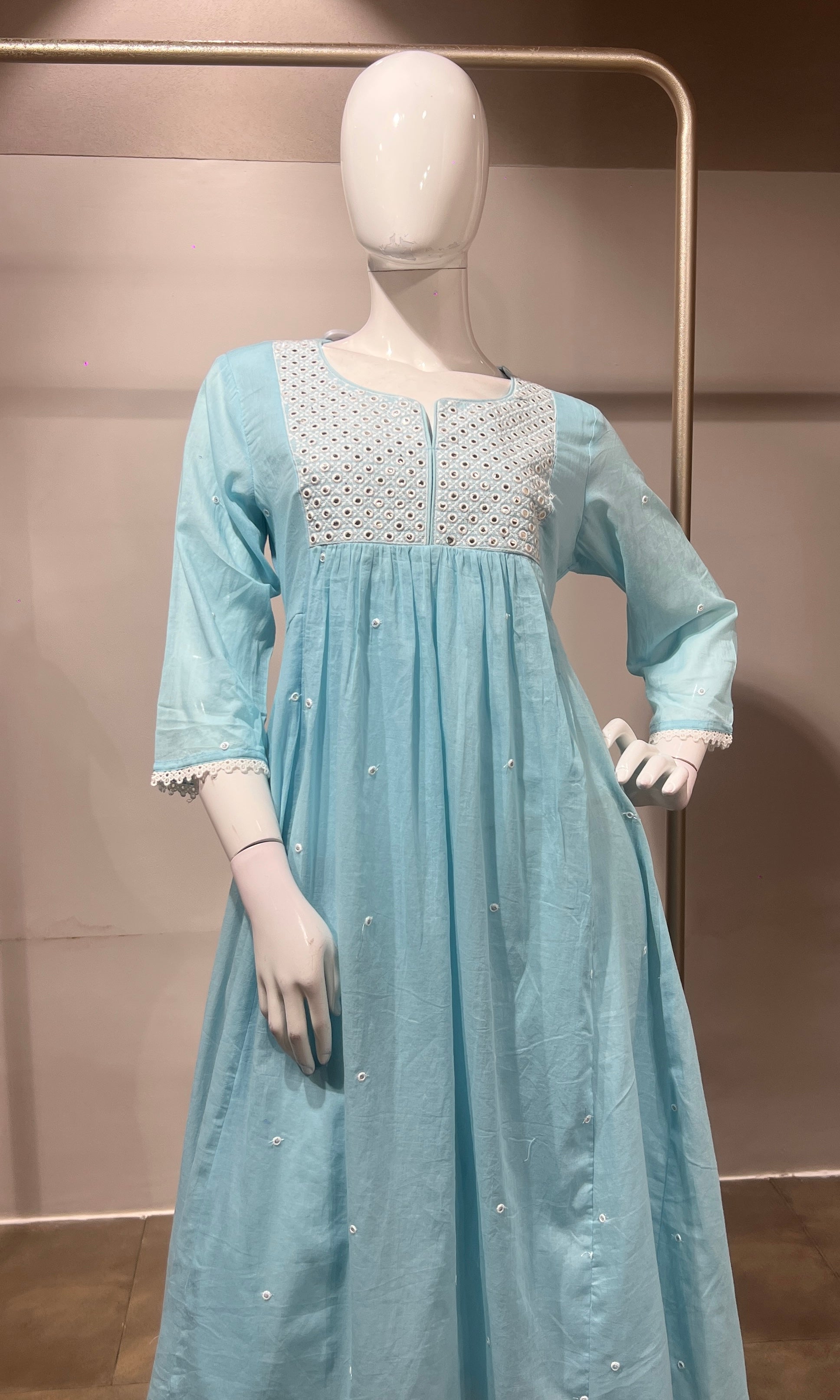 Sea Blue Embroidered frock