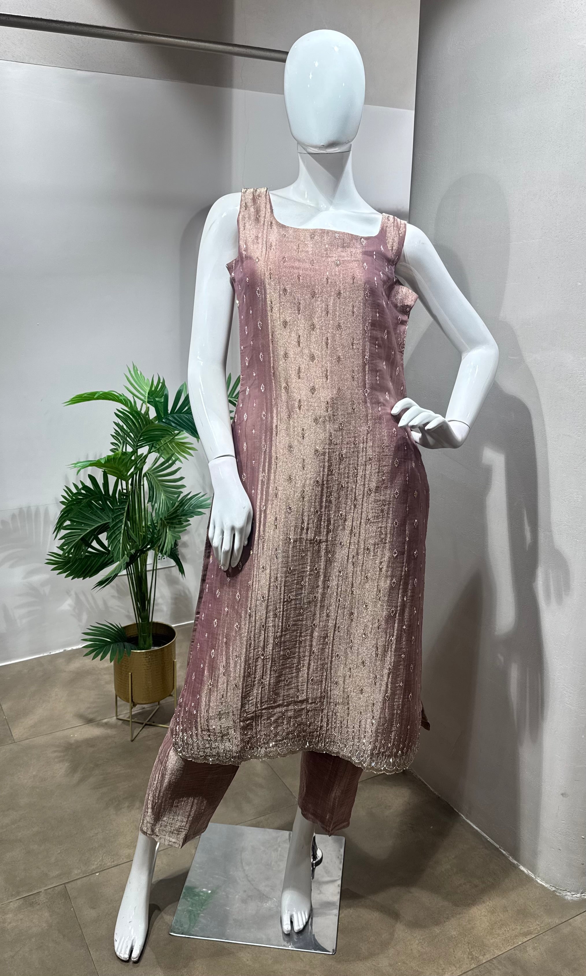Mowee Pink Tissue Straight Cut Suit