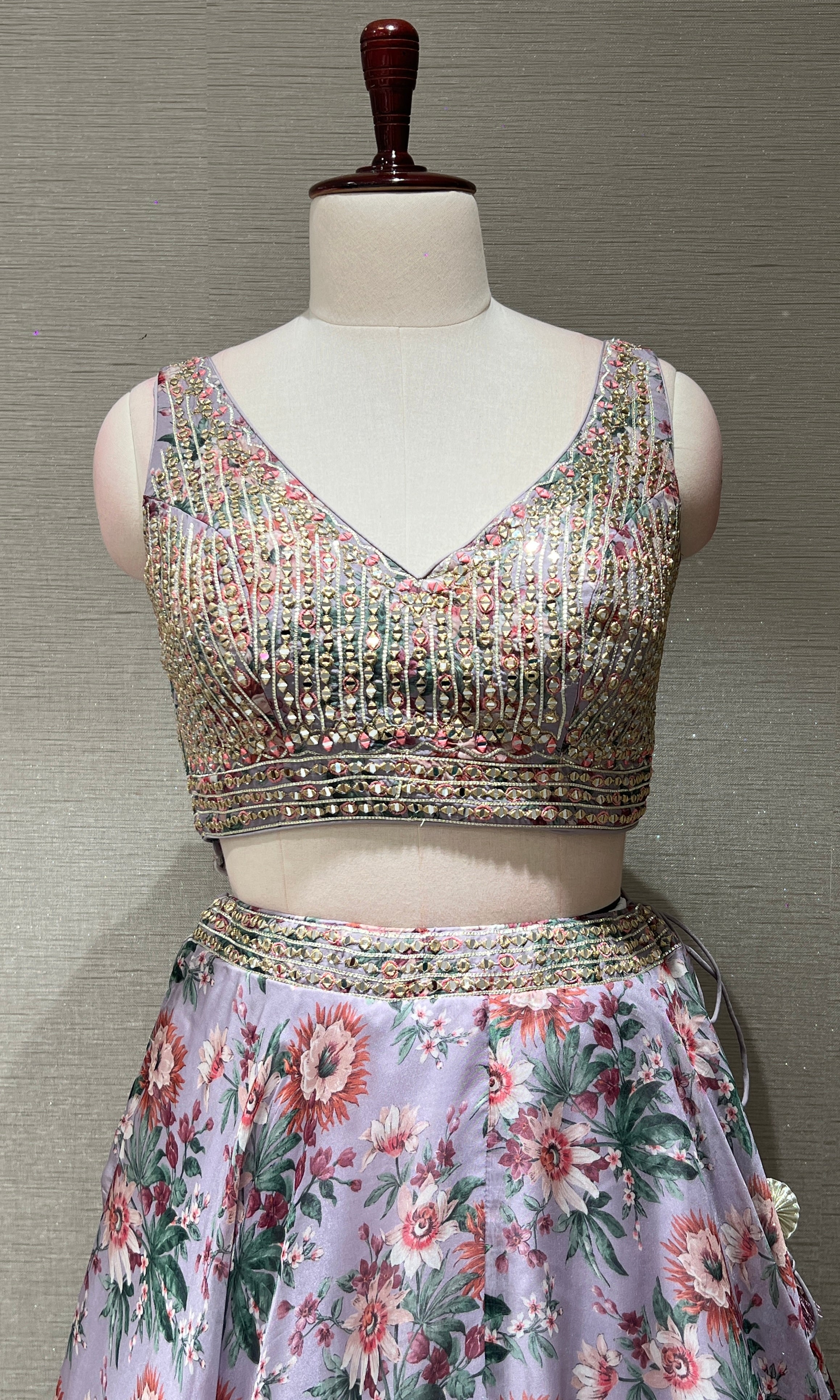 Light purple flolar embroidered Lehenga