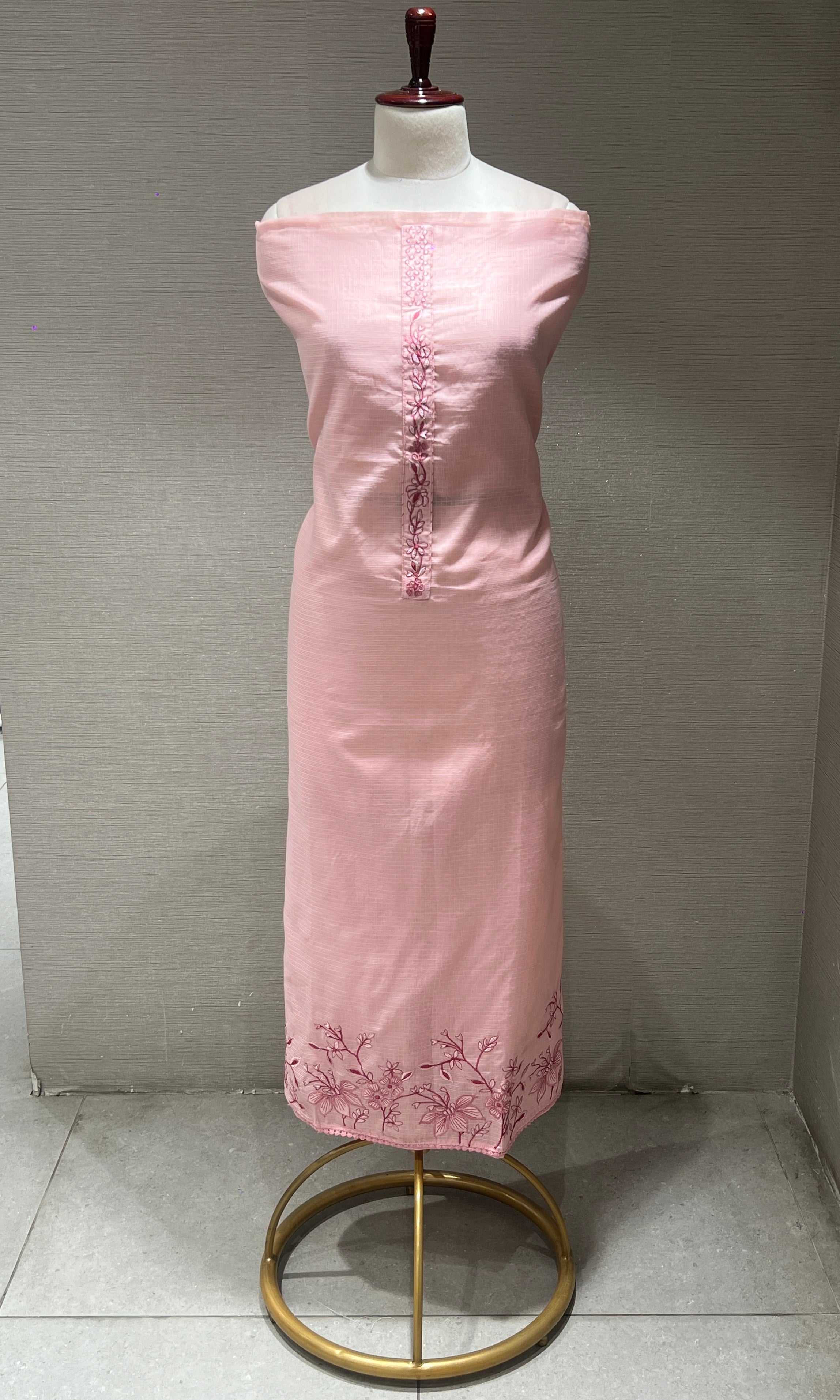 Elegant baby Pink Embroidered dress material
