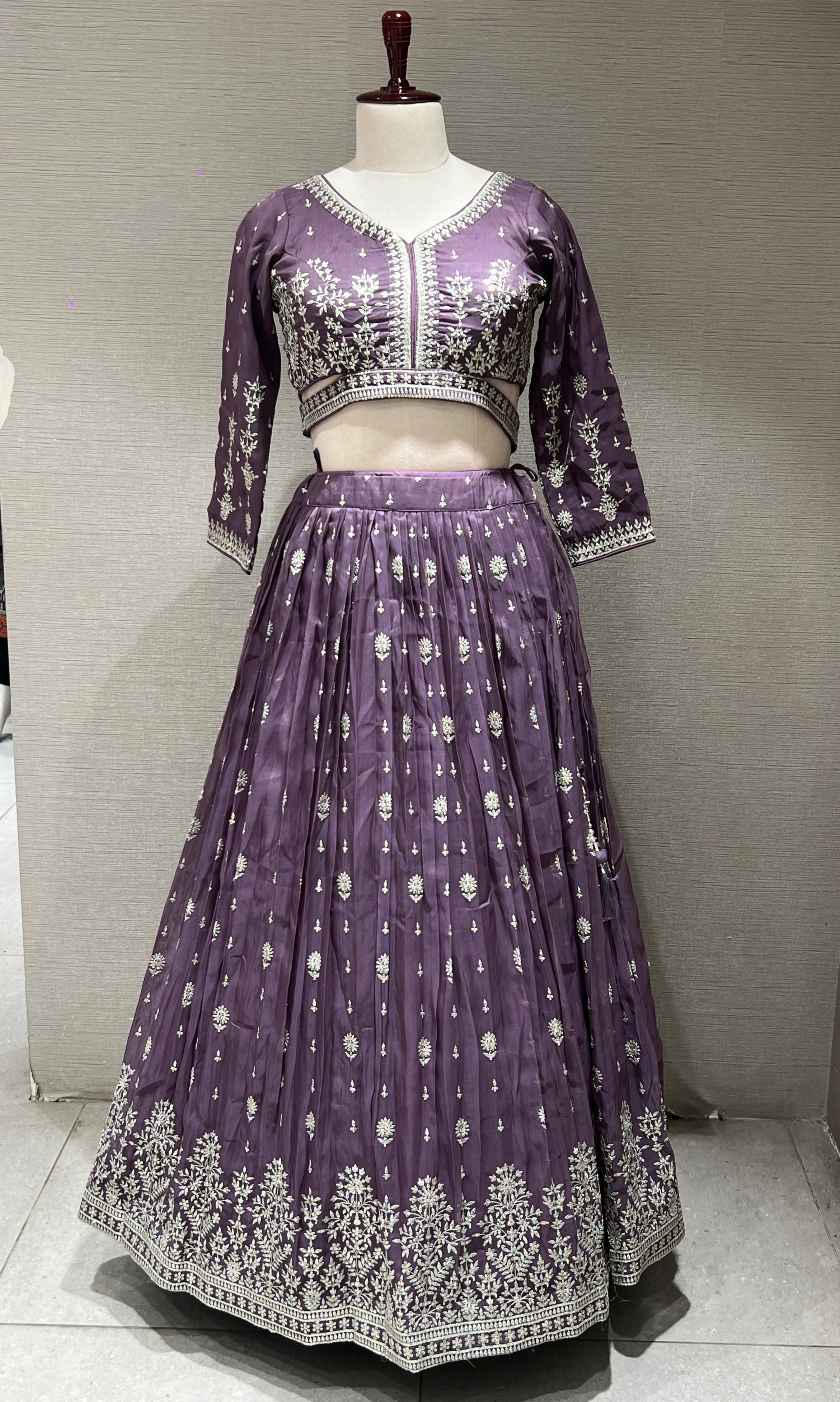 purple embroidered sequinned lehenga choli
