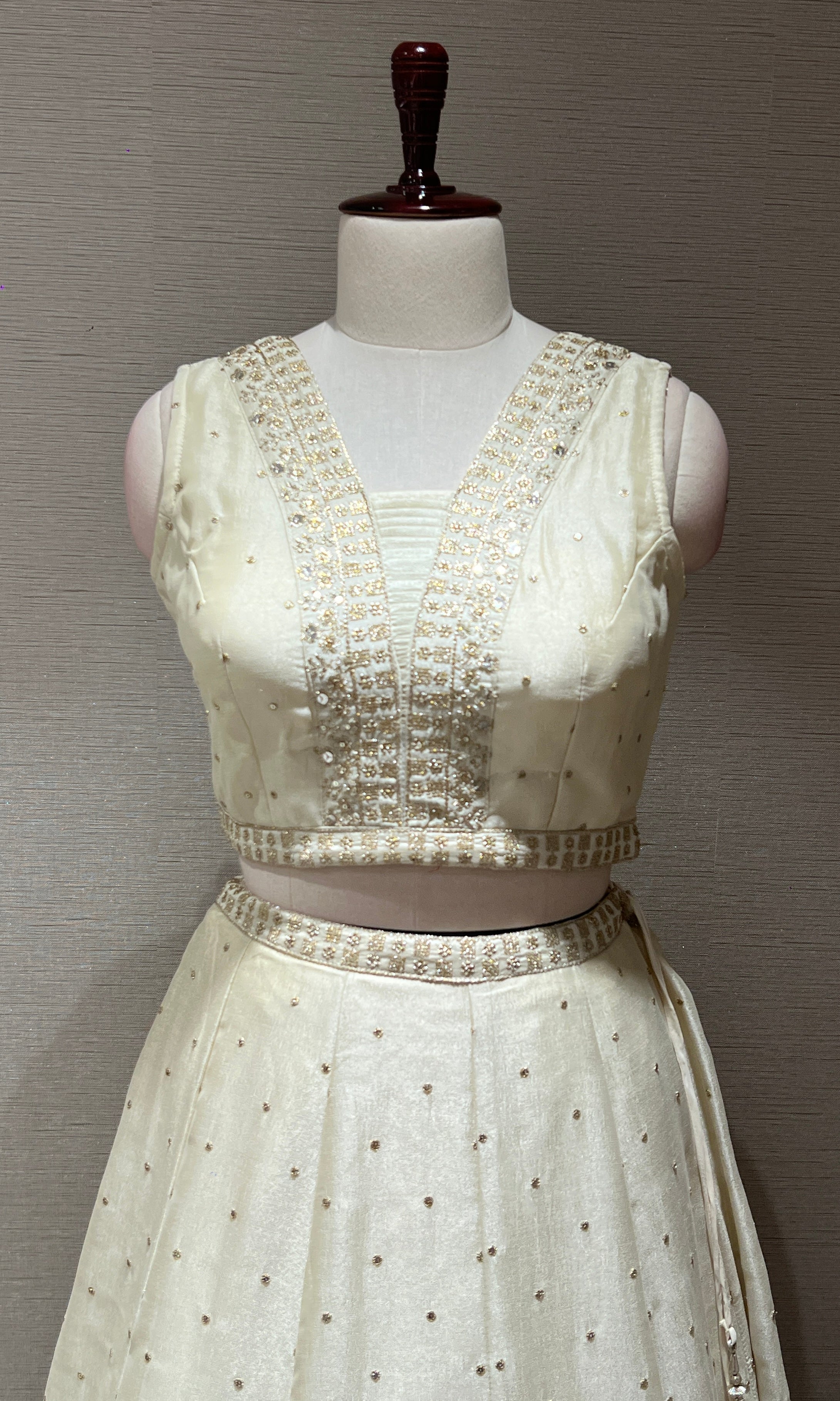 Elegant White Intricate Embroidery Lehenga