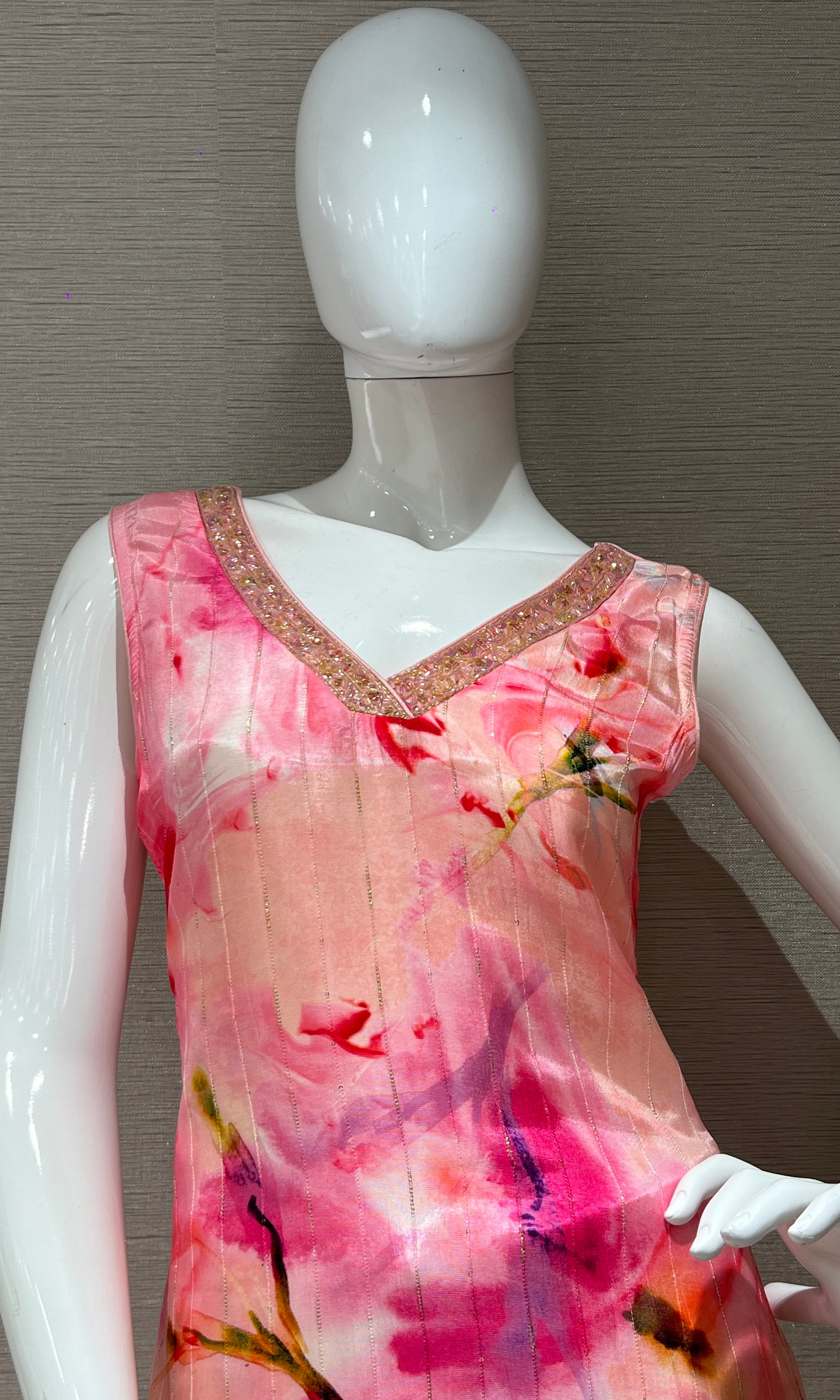 Baby pink kurta set with chiffon dupatta