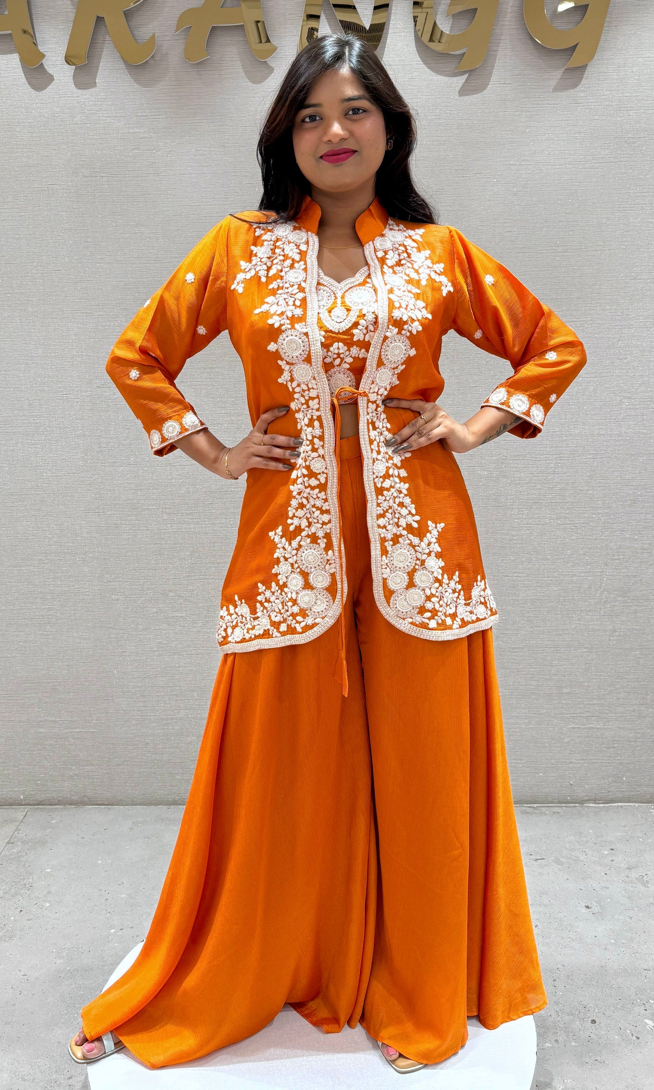Orange palazzo with jacket