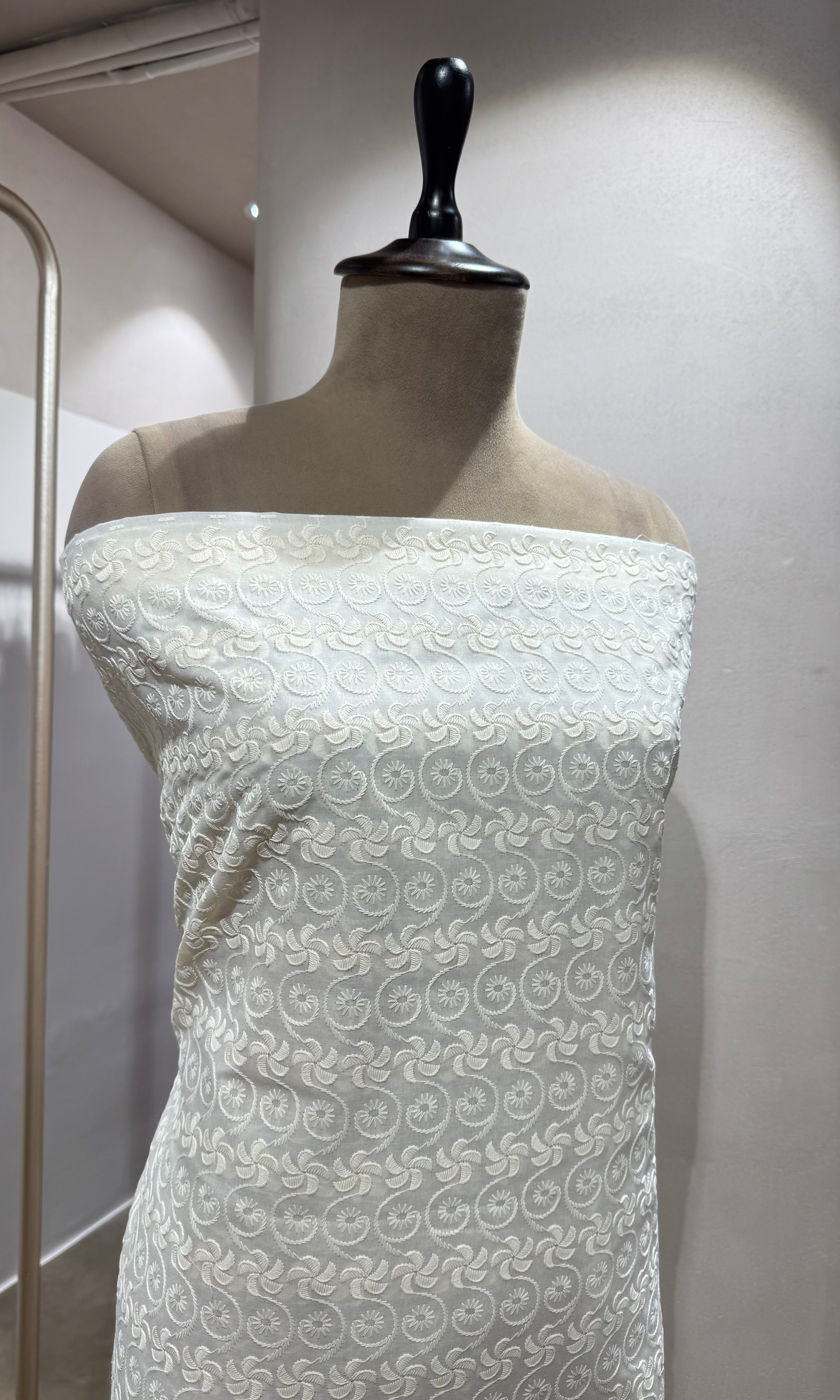 CREAM CHIKANKARI DRESS MATERIAL