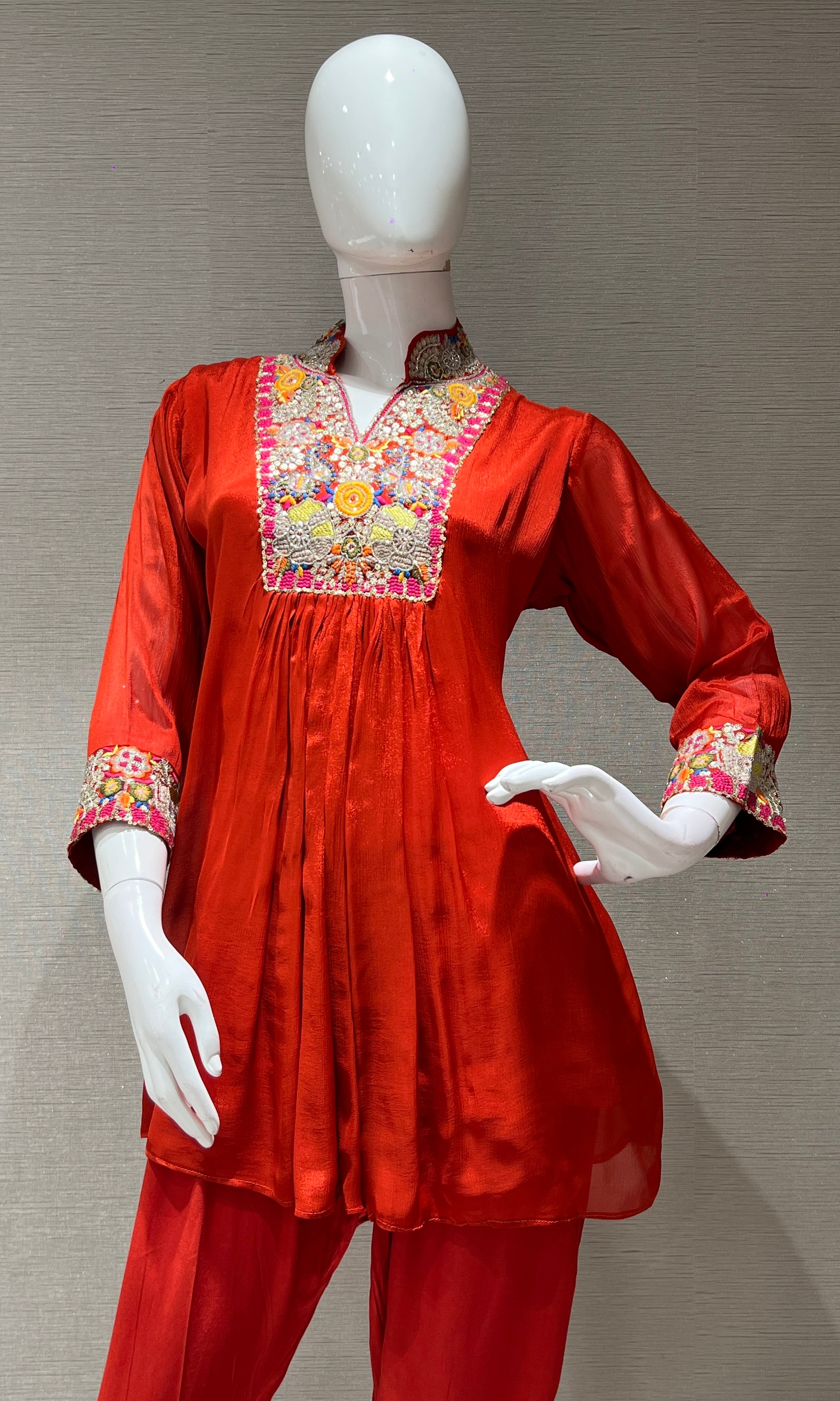 RUST FLORAL KURTI TOP