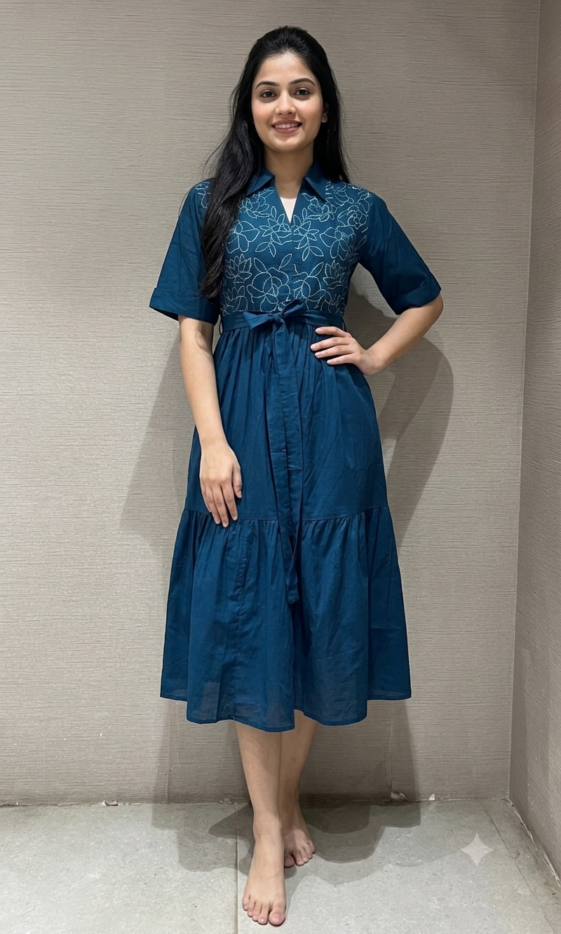 COTTON Navy blue SUMMER DRESS