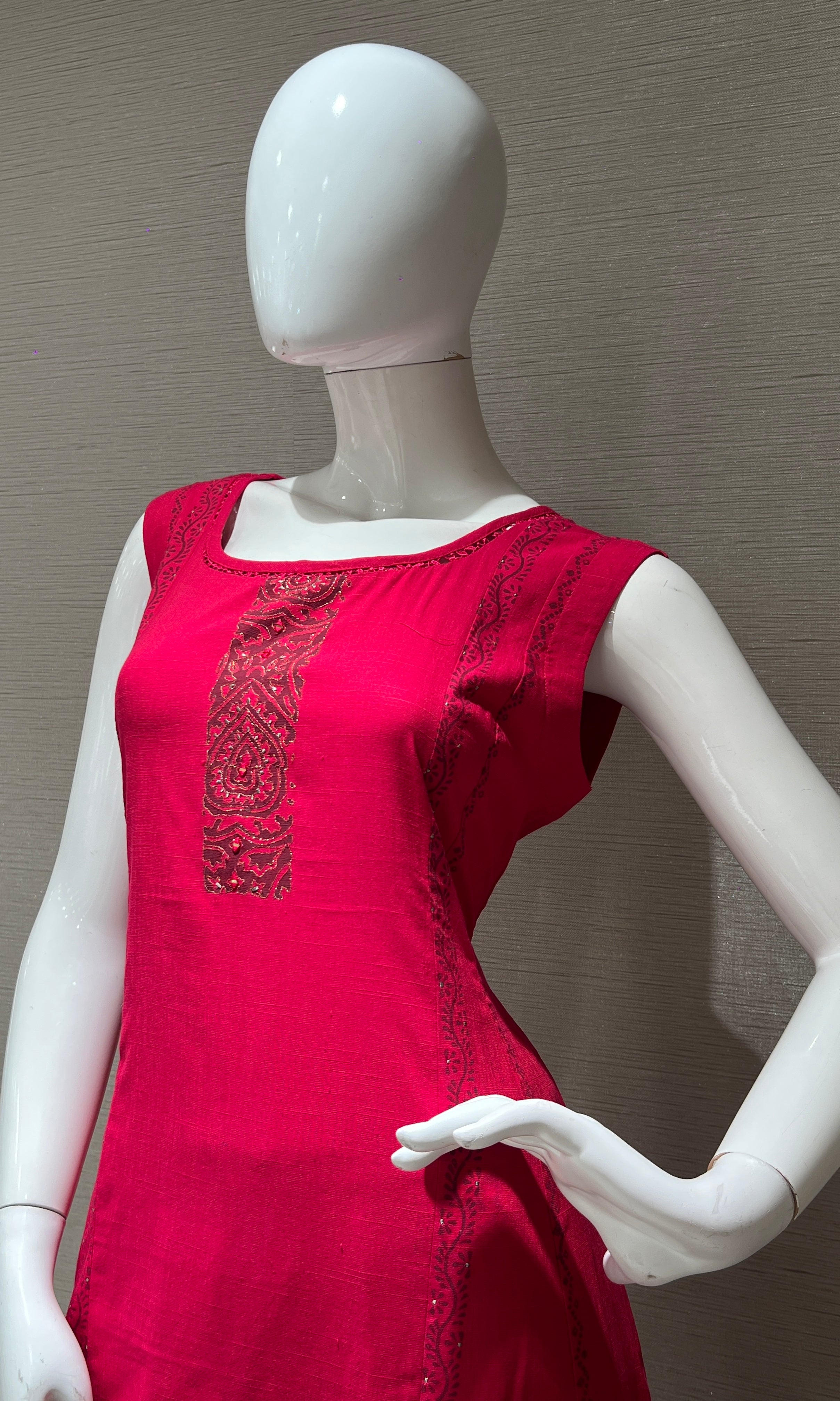 Rani pink Kurti top with bottom