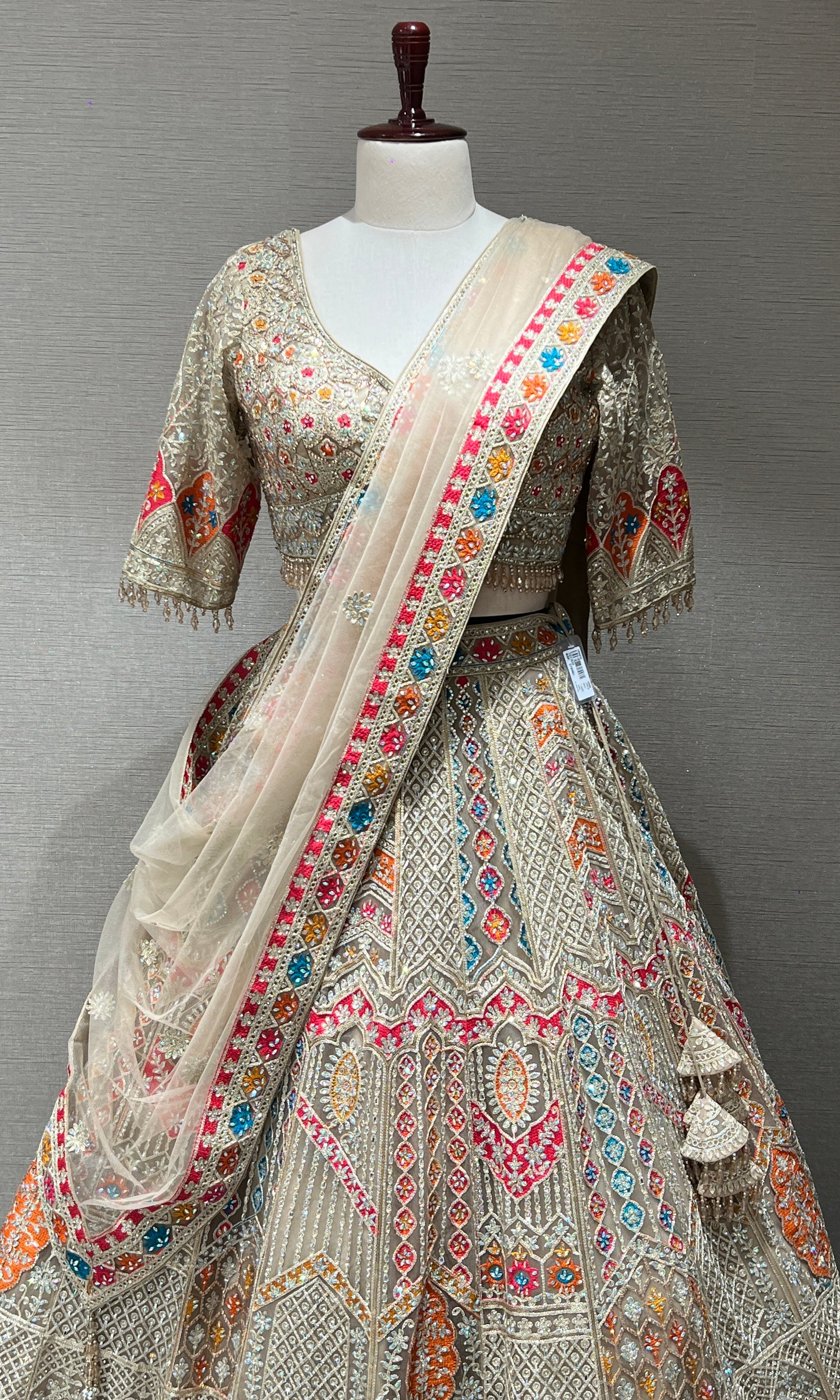Chikoo Lehenga with Multi Color intricate embroidery