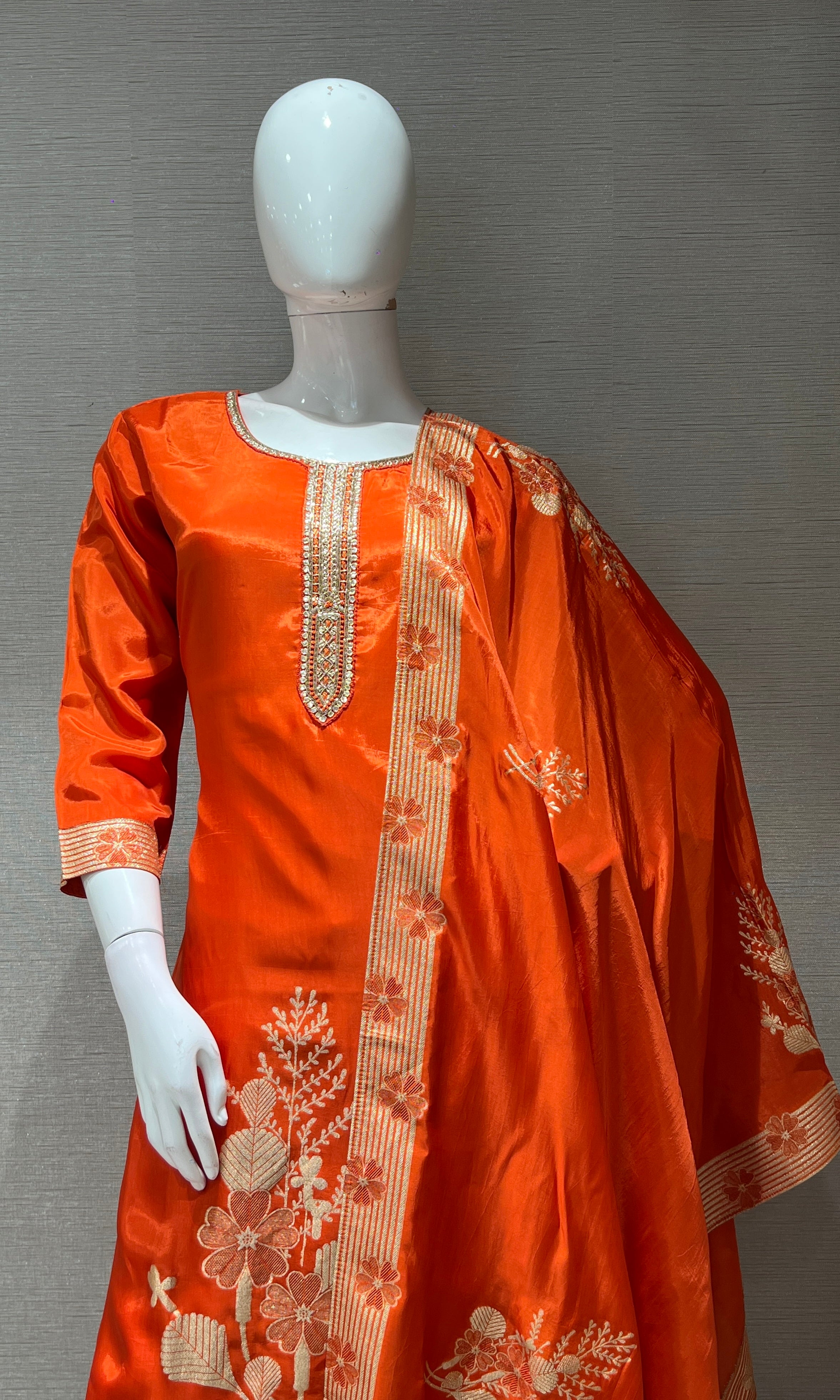 Orange GOLDEN ETHNIC PRINTED kurta set