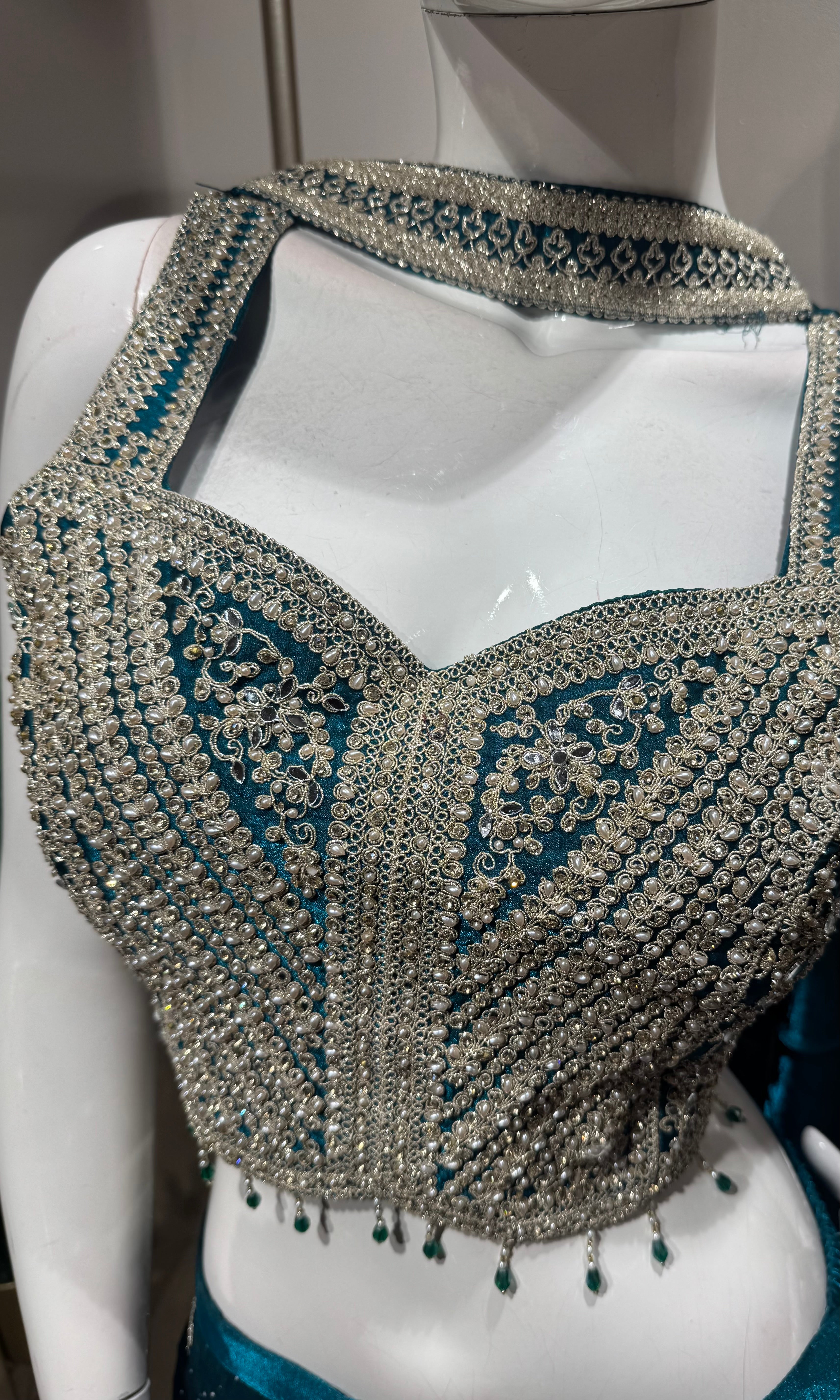 GREEN Sequins Crop Top PALAZZO SET