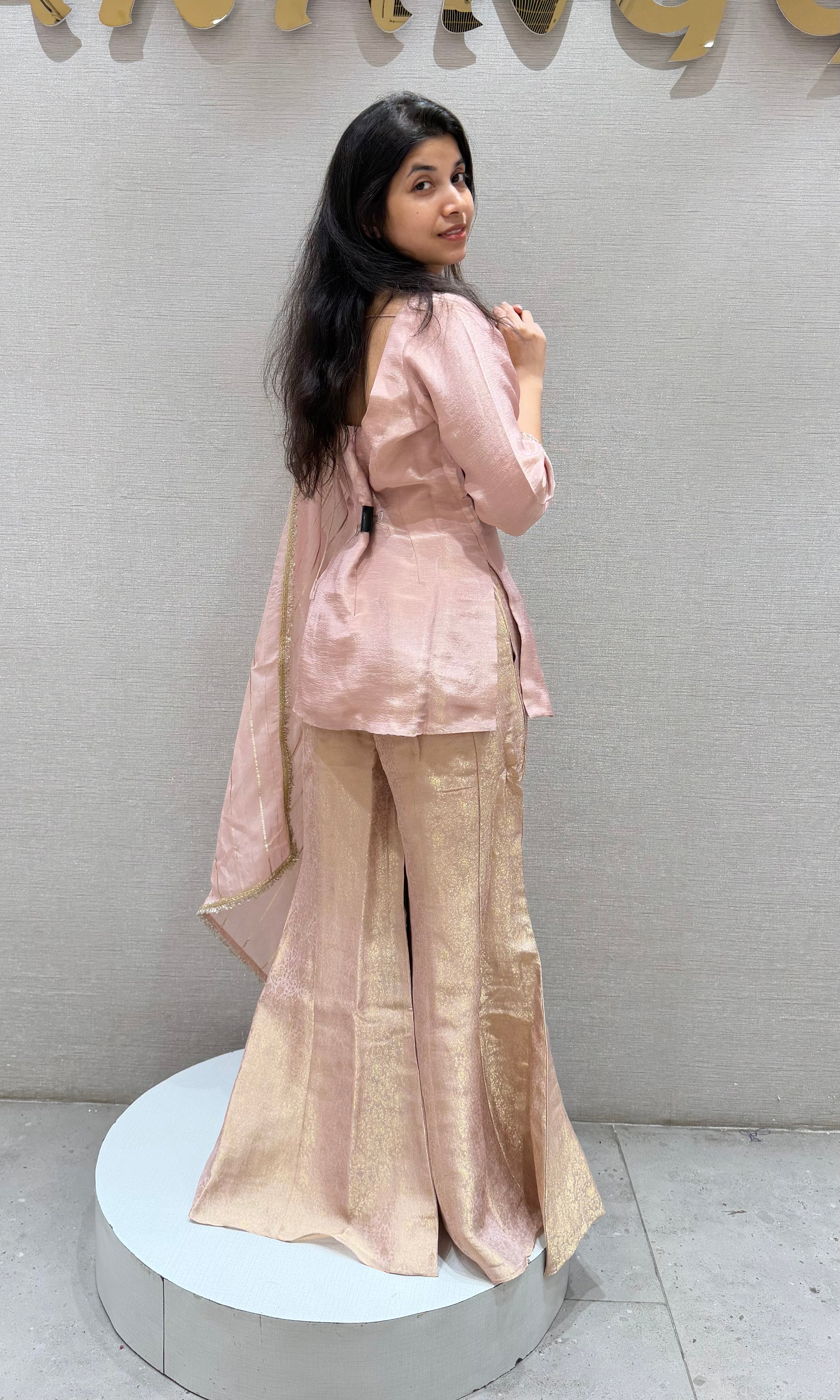 Onion pink EMBELLISHED SHARARA SET