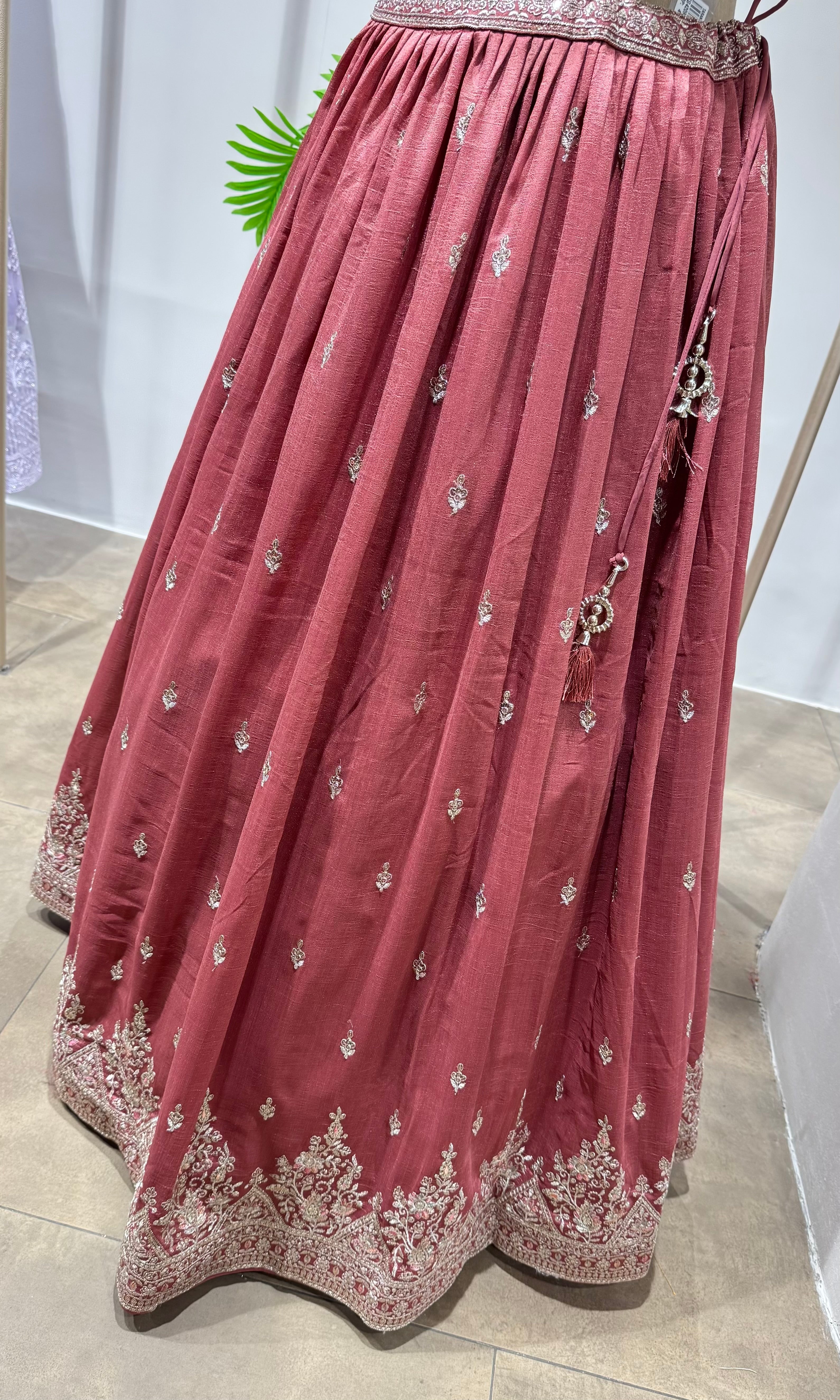 Onion pink Lehenga with Embroidered Blouse