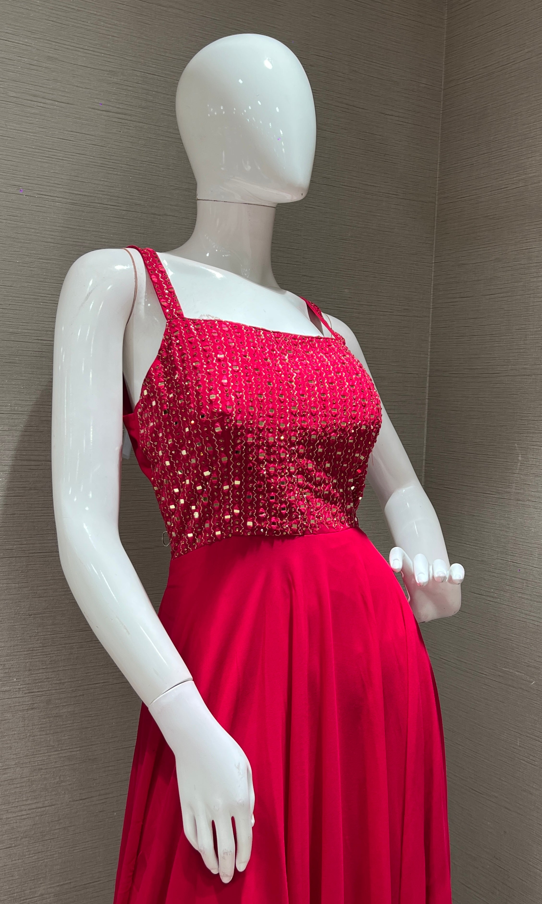 Rani pink EMBELLISHED ANARKALI LONG DRESS