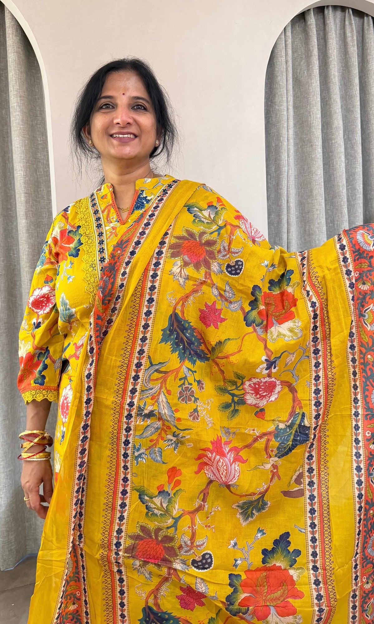 Yellow FLORAL kurta set