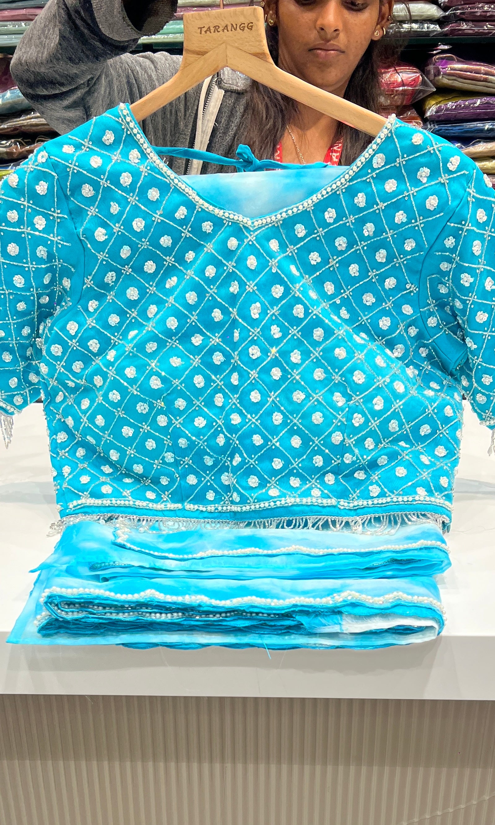 Blue Tie and Dye saree with ready blouse