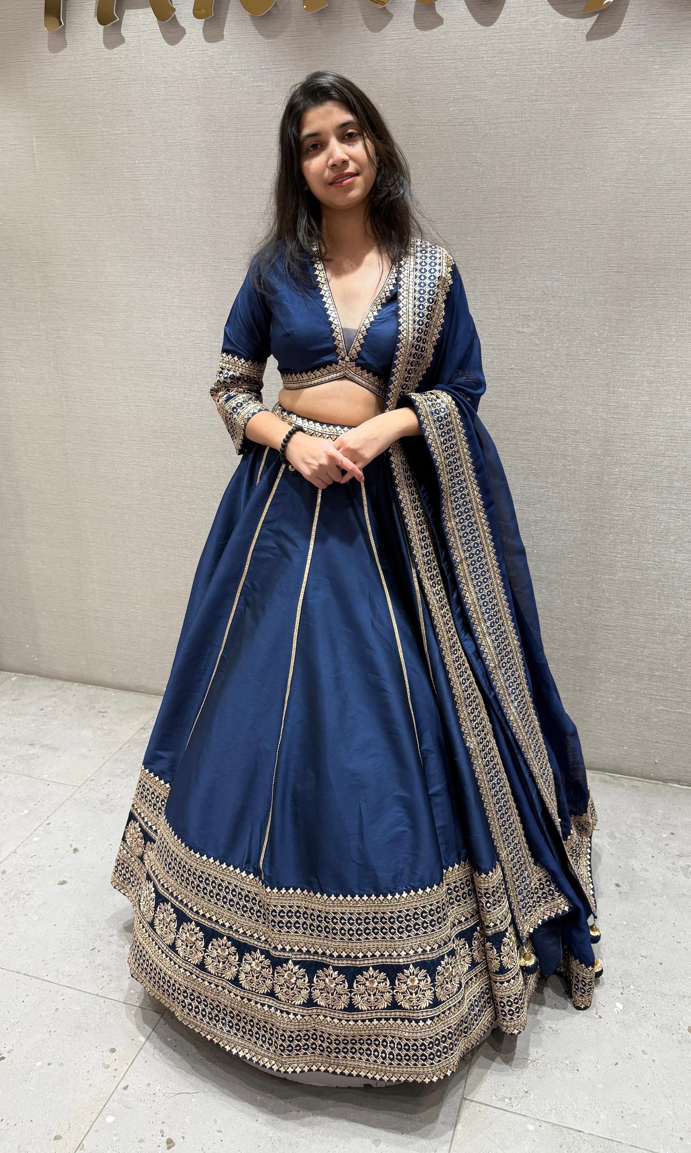 ROYAL BLUE RAW SILK LEHENGA