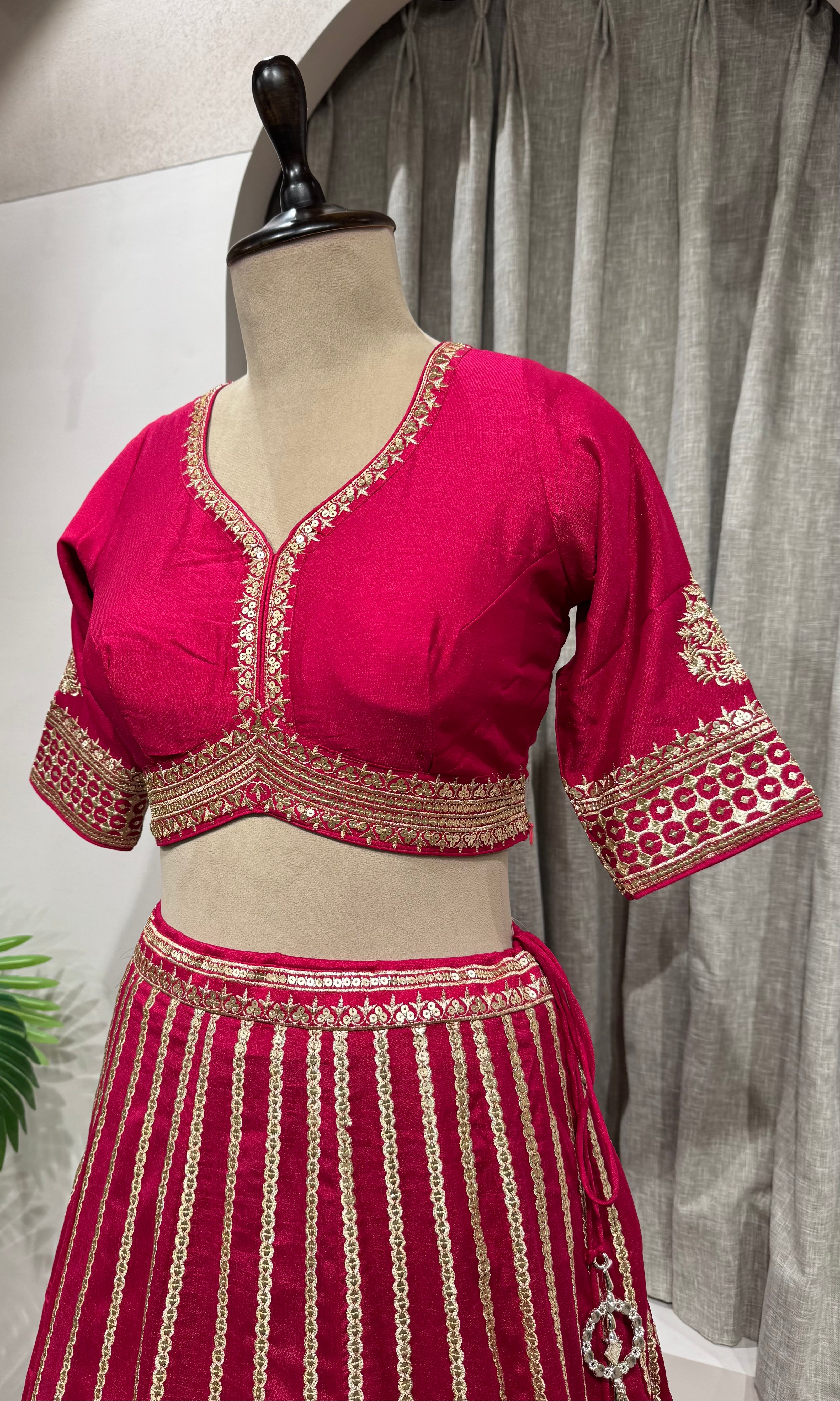 PINK Georgette Embroidery Lehenga set