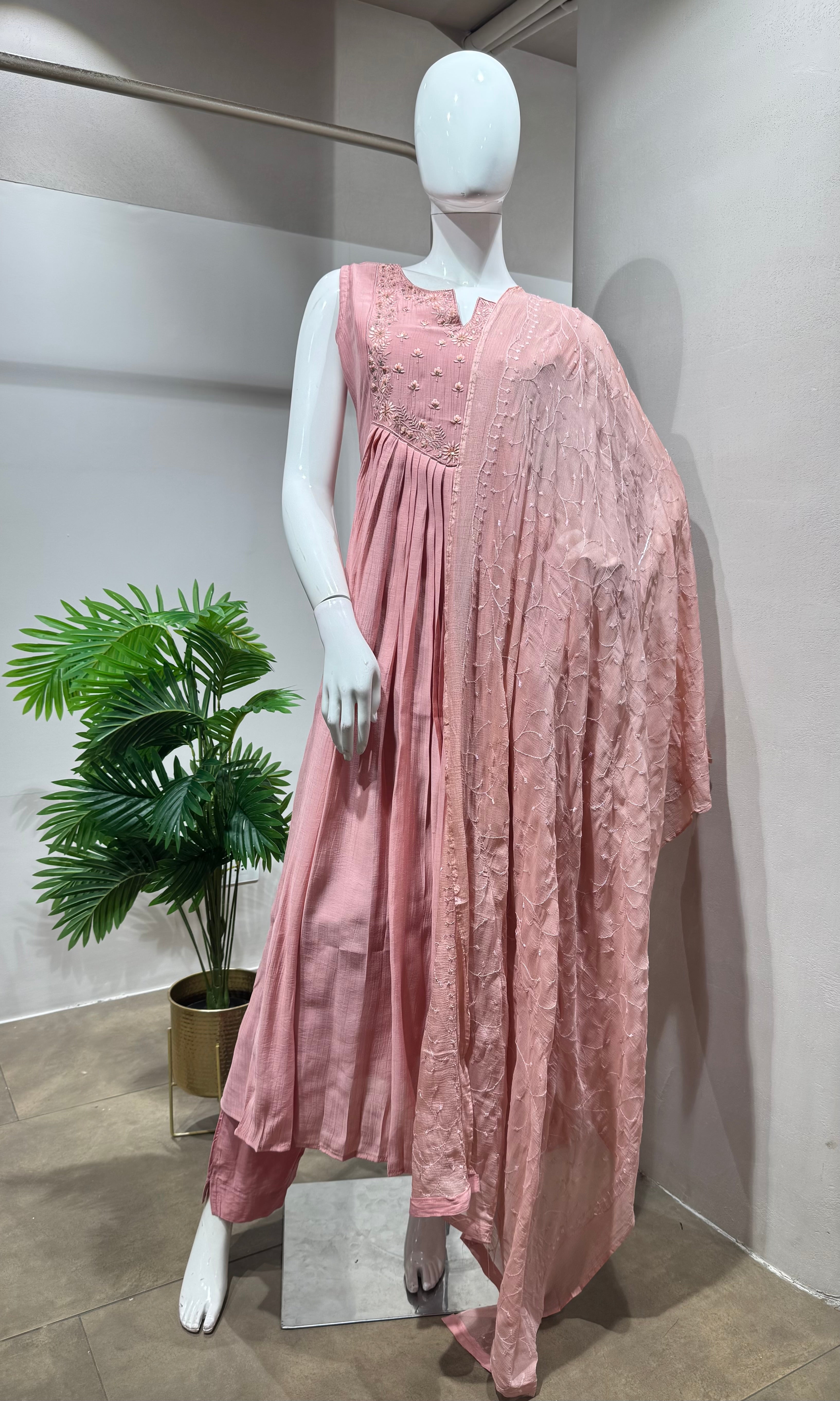 Blush Pink embroidered Anarkali kurta Set