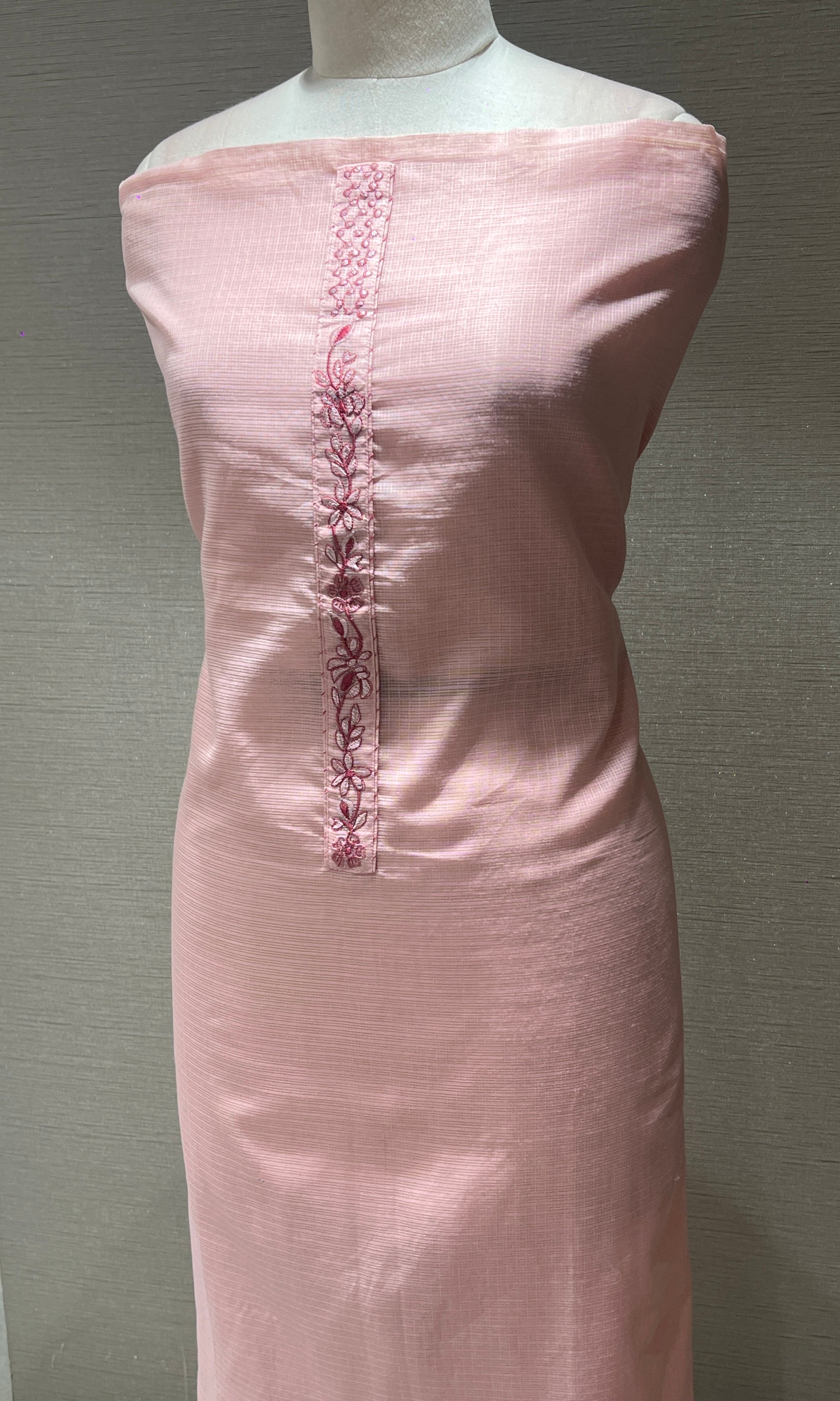Elegant baby Pink Embroidered dress material