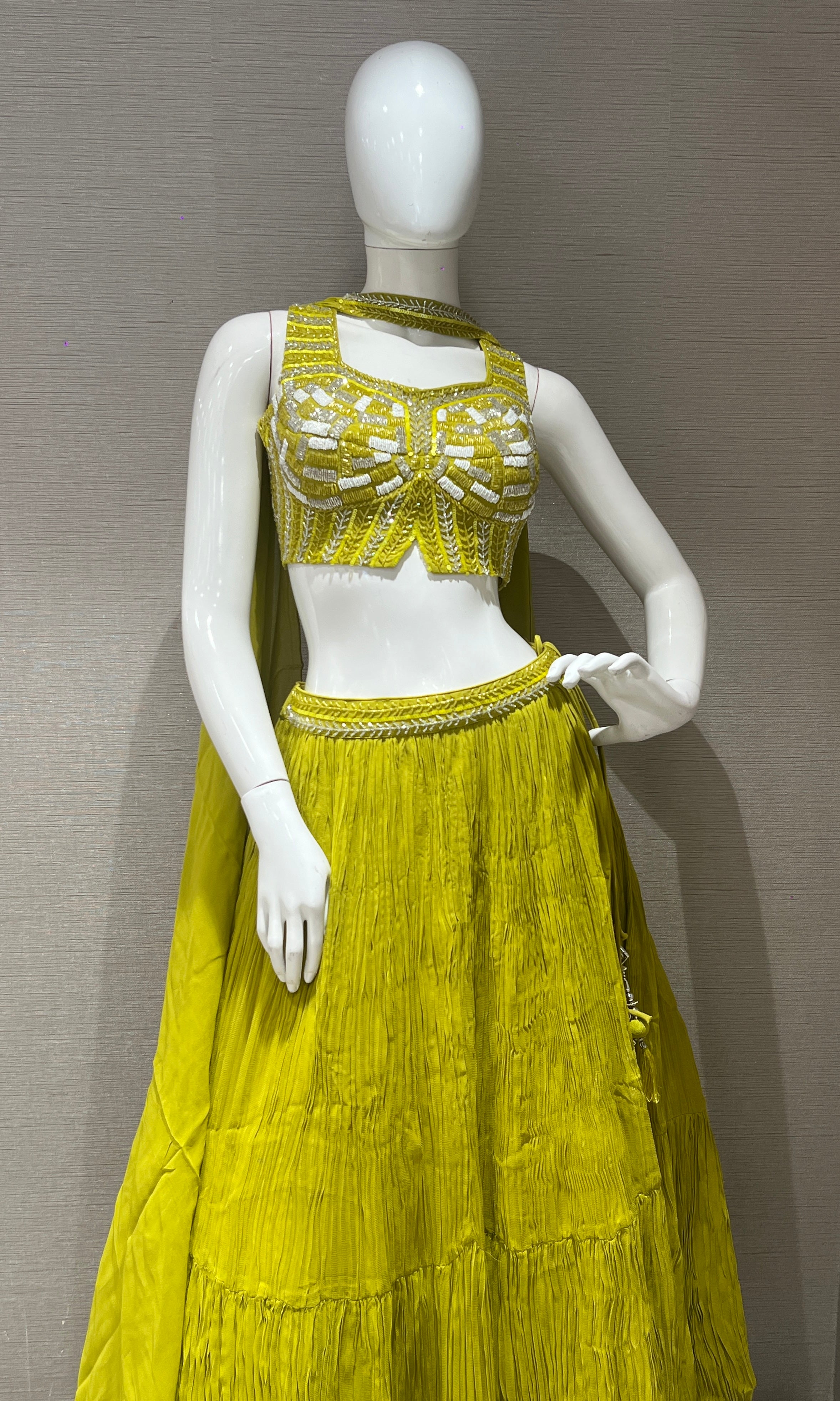 Mehendi green croptop Lehenga