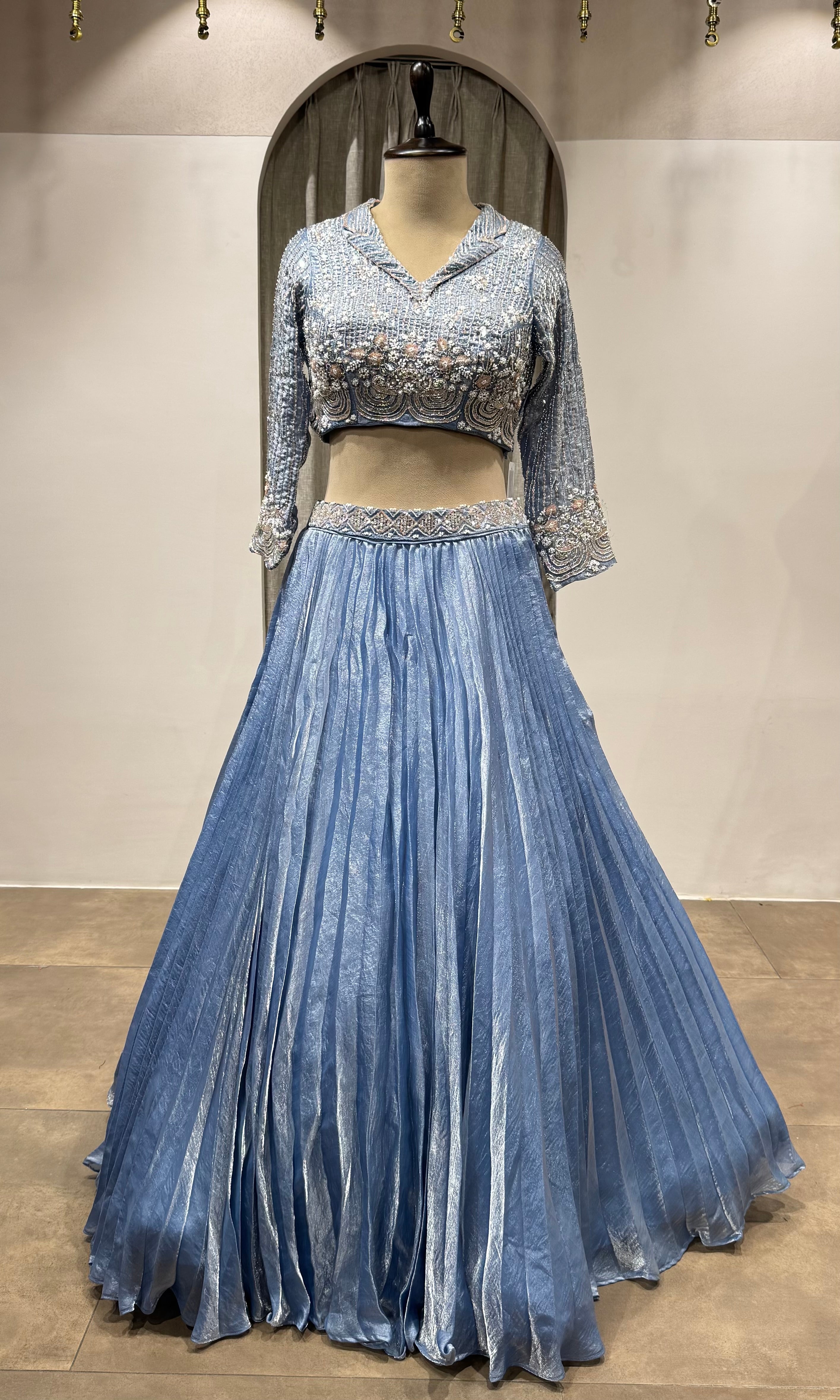 LIGHT BLUE Embroidered Designer Lehenga Set