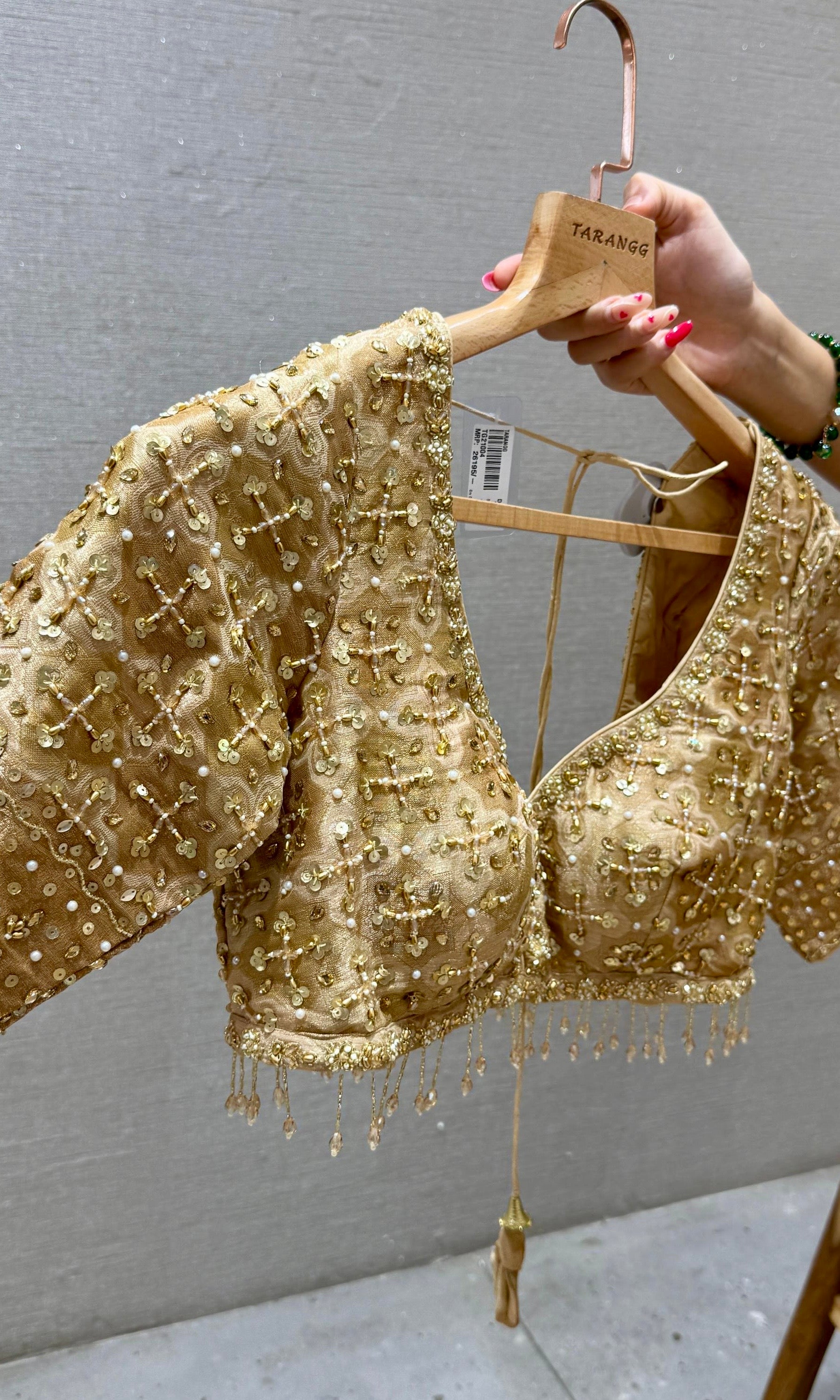 Golden Peach Banarasi saree with ready blouse