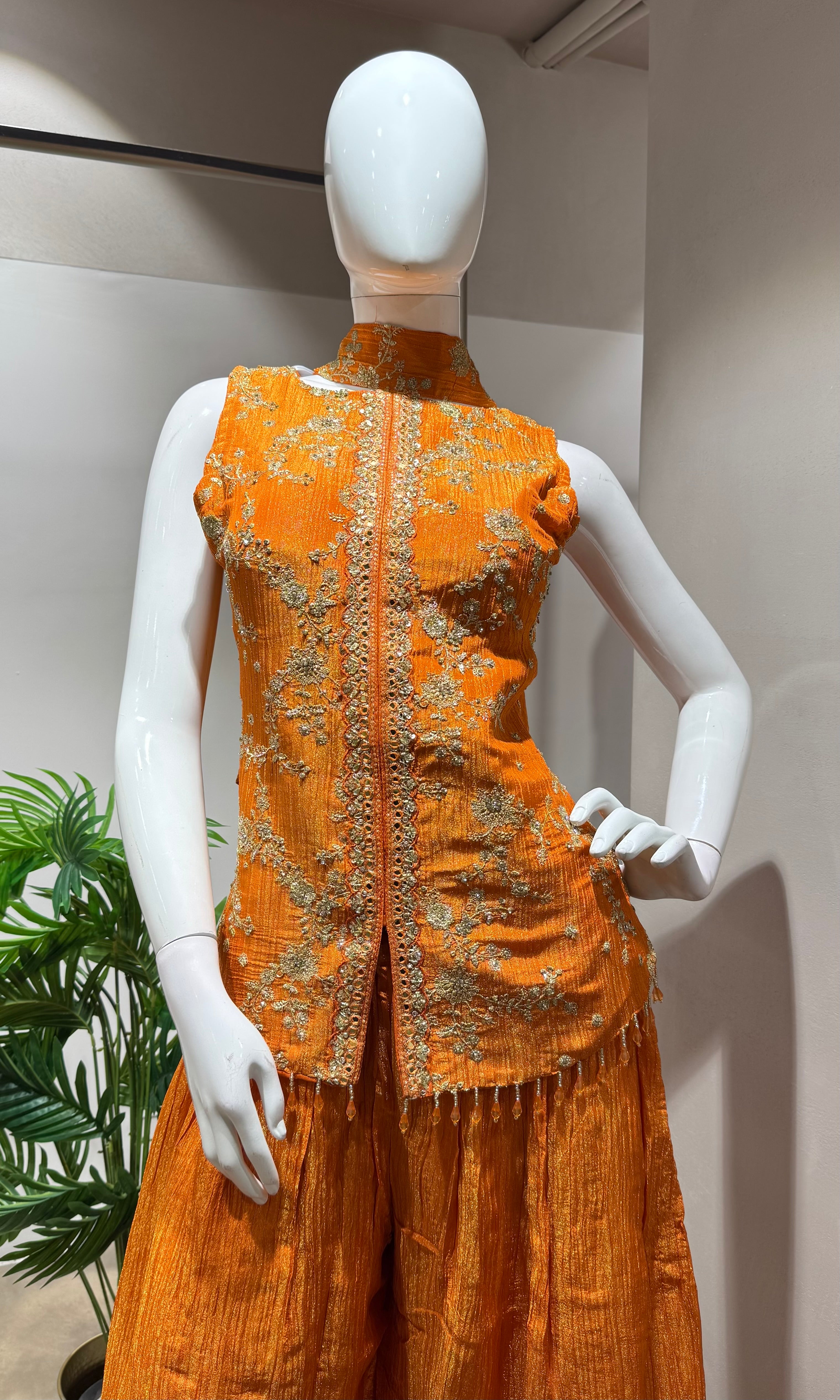ORANGE GOLDEN ETHNIC PALAZZO SET