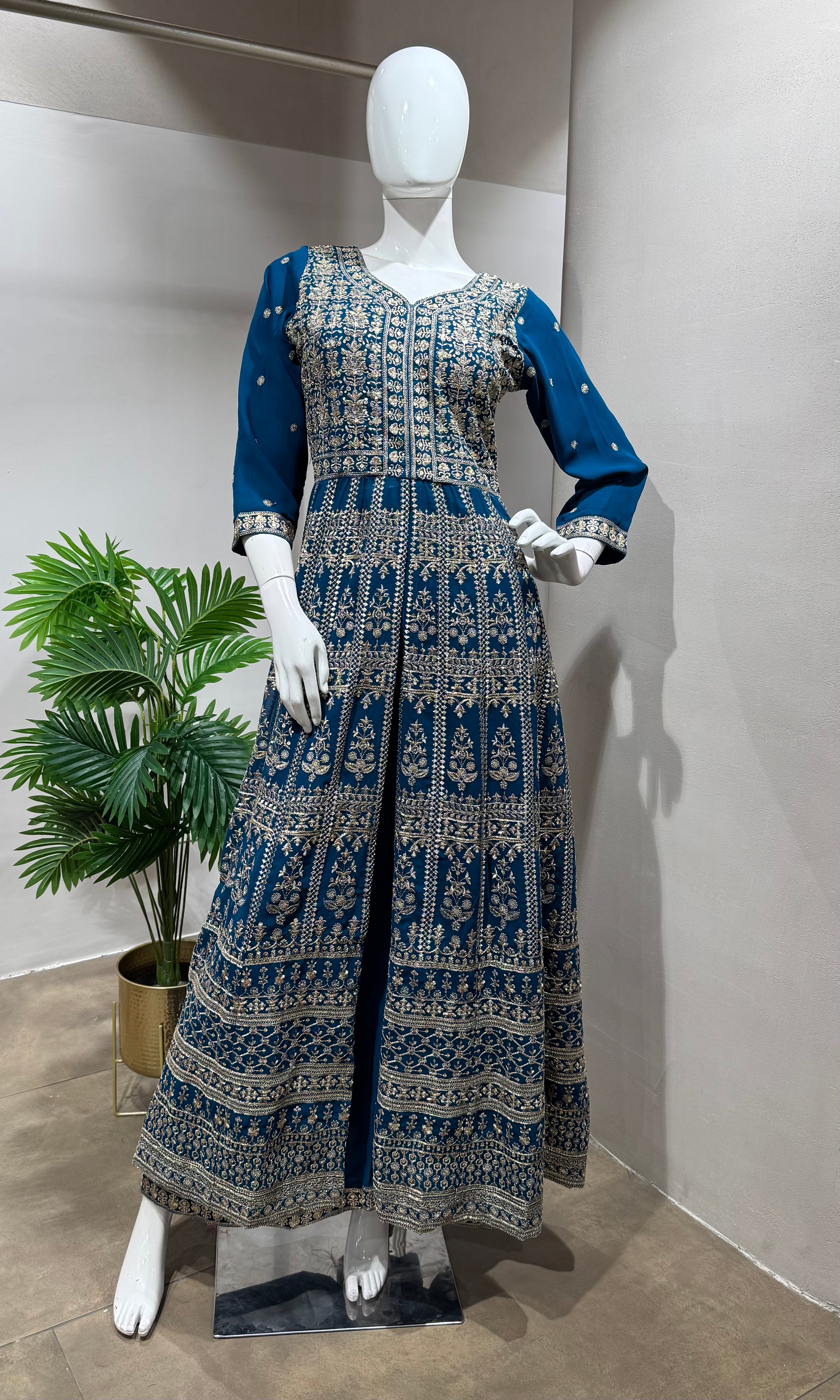 RAMA Embroidered front Slit anarkali set