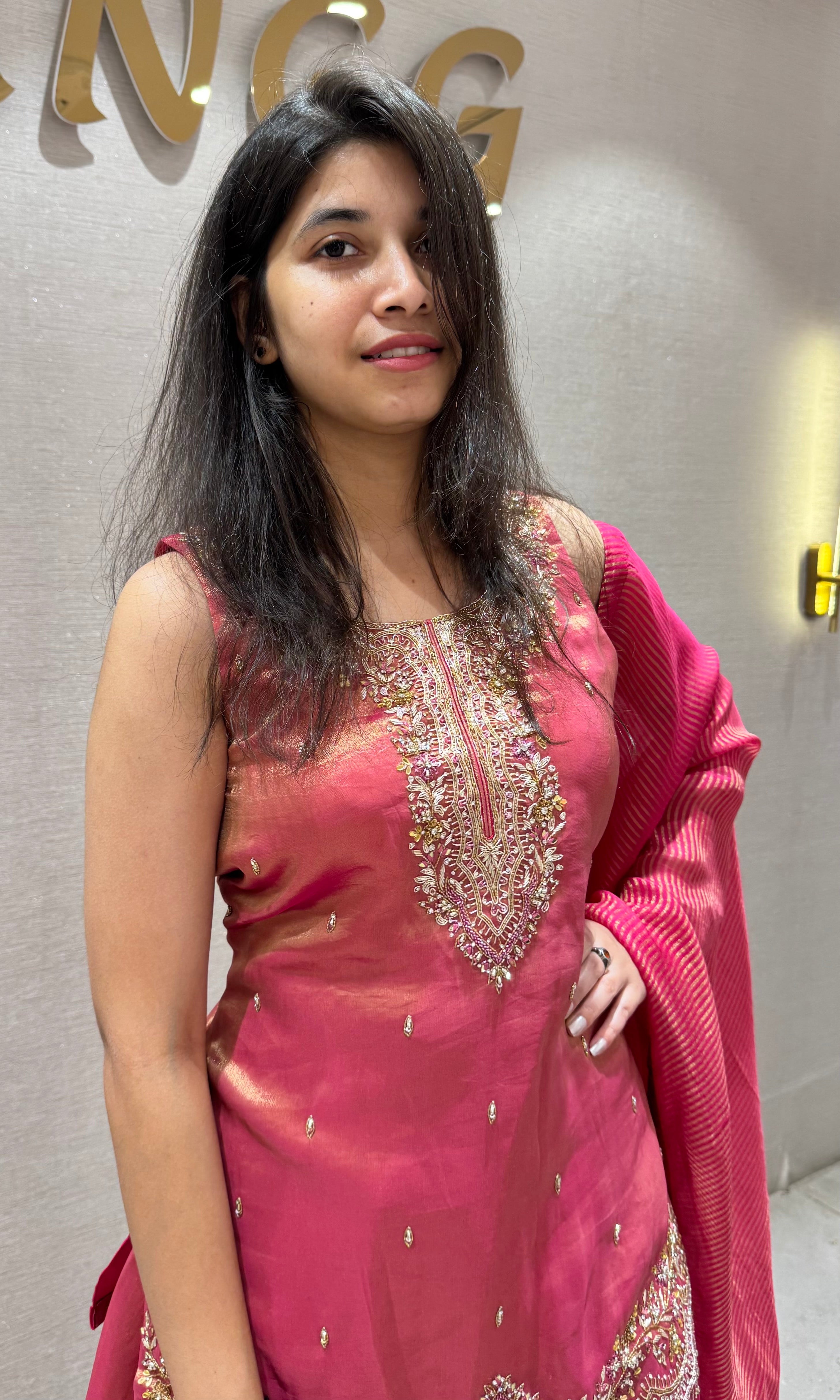 PINK EMBROIDERED SHARARA SET