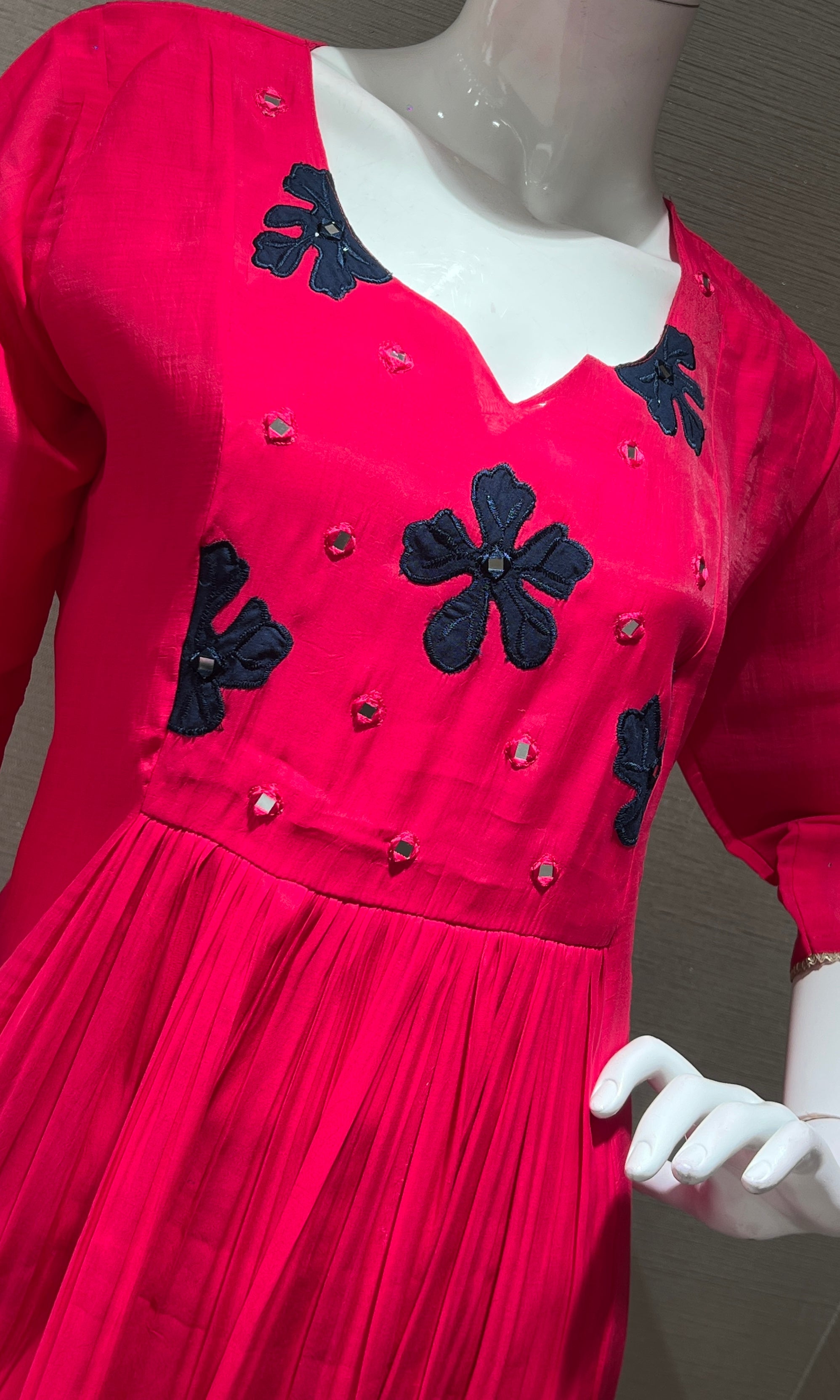 Pink blue floral kurta set