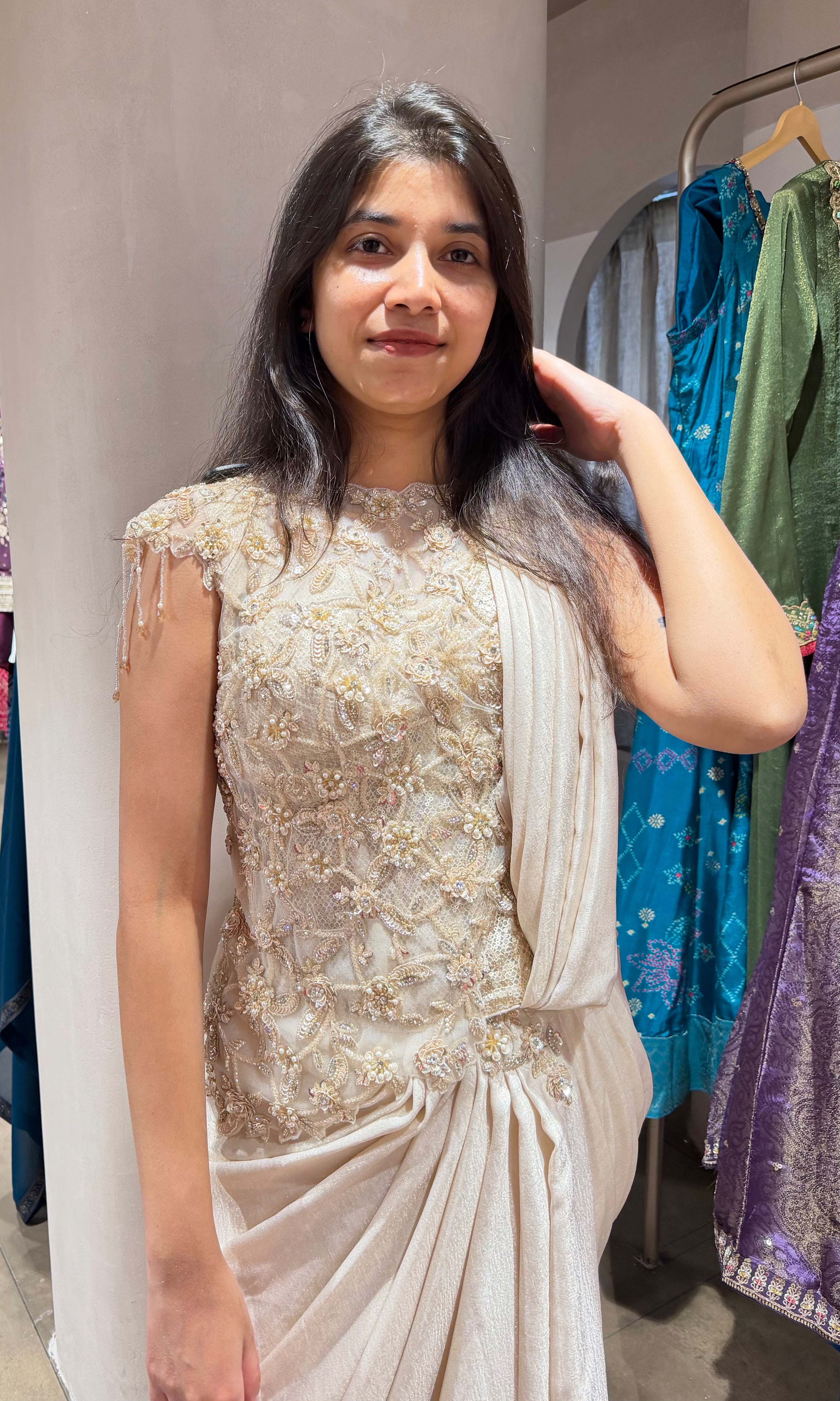 Fawn DRAPE SAREE WITH CORSET BLOUSE