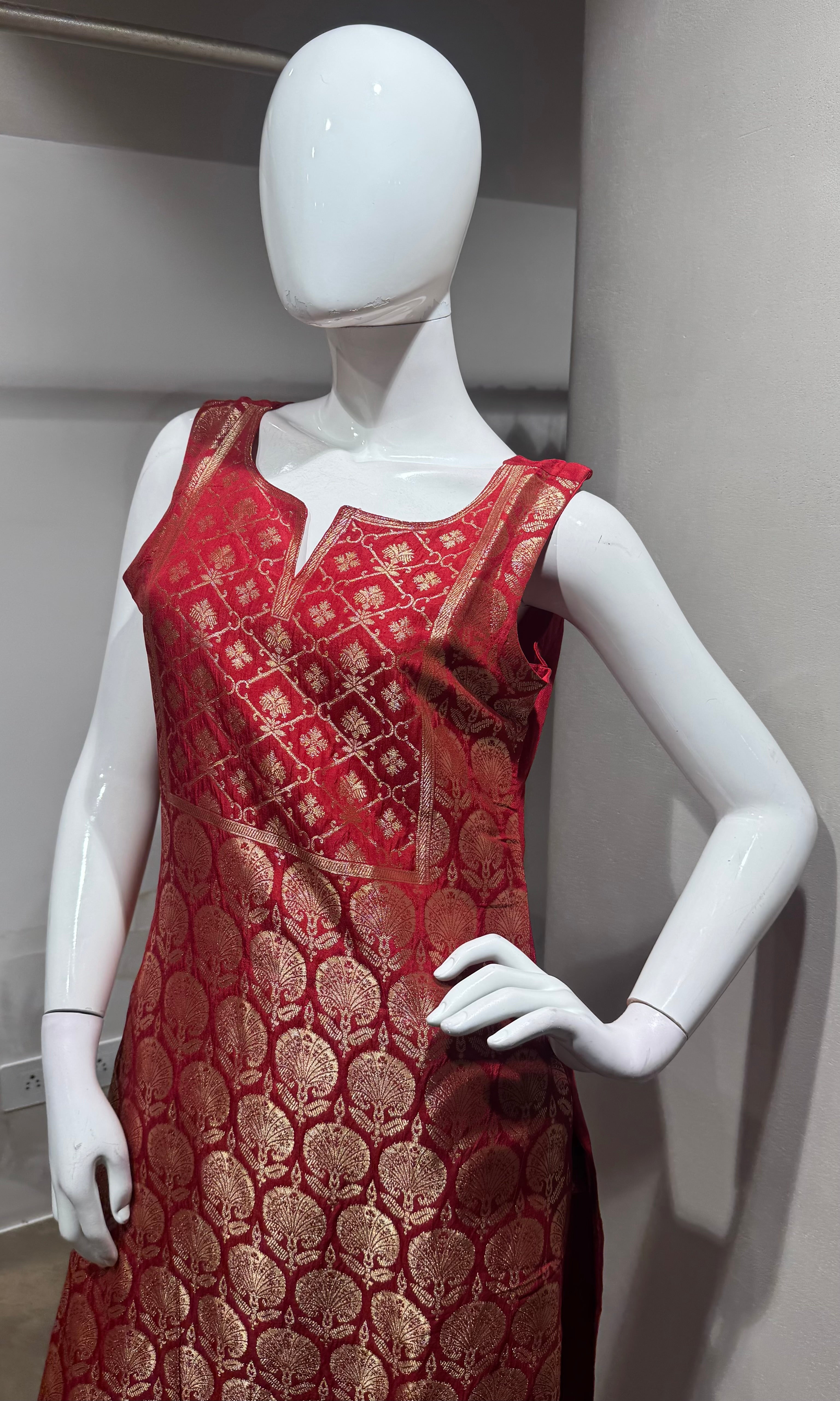 Rust golden banarasi kurta set