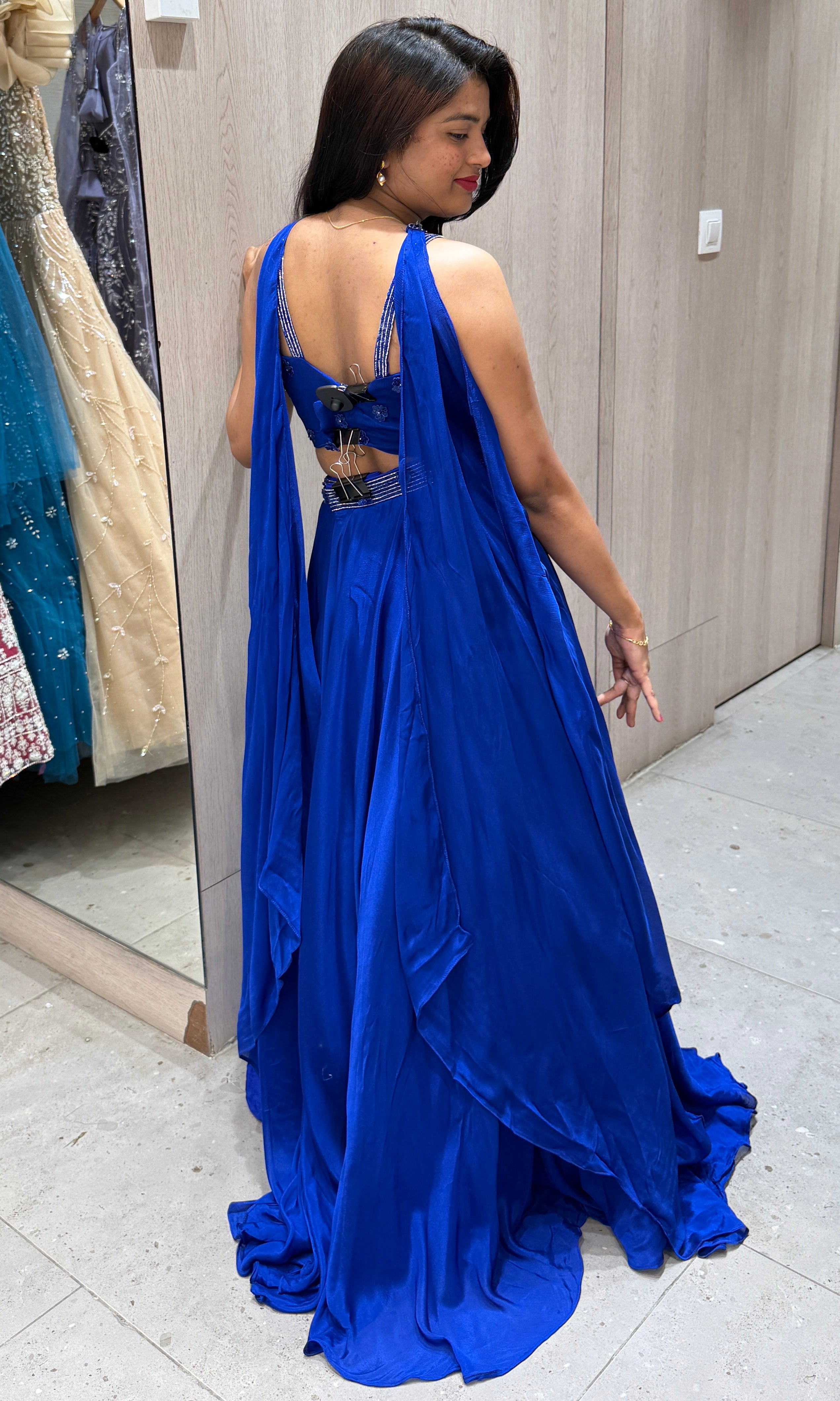 Blue lehenga with neck dupatta 1000