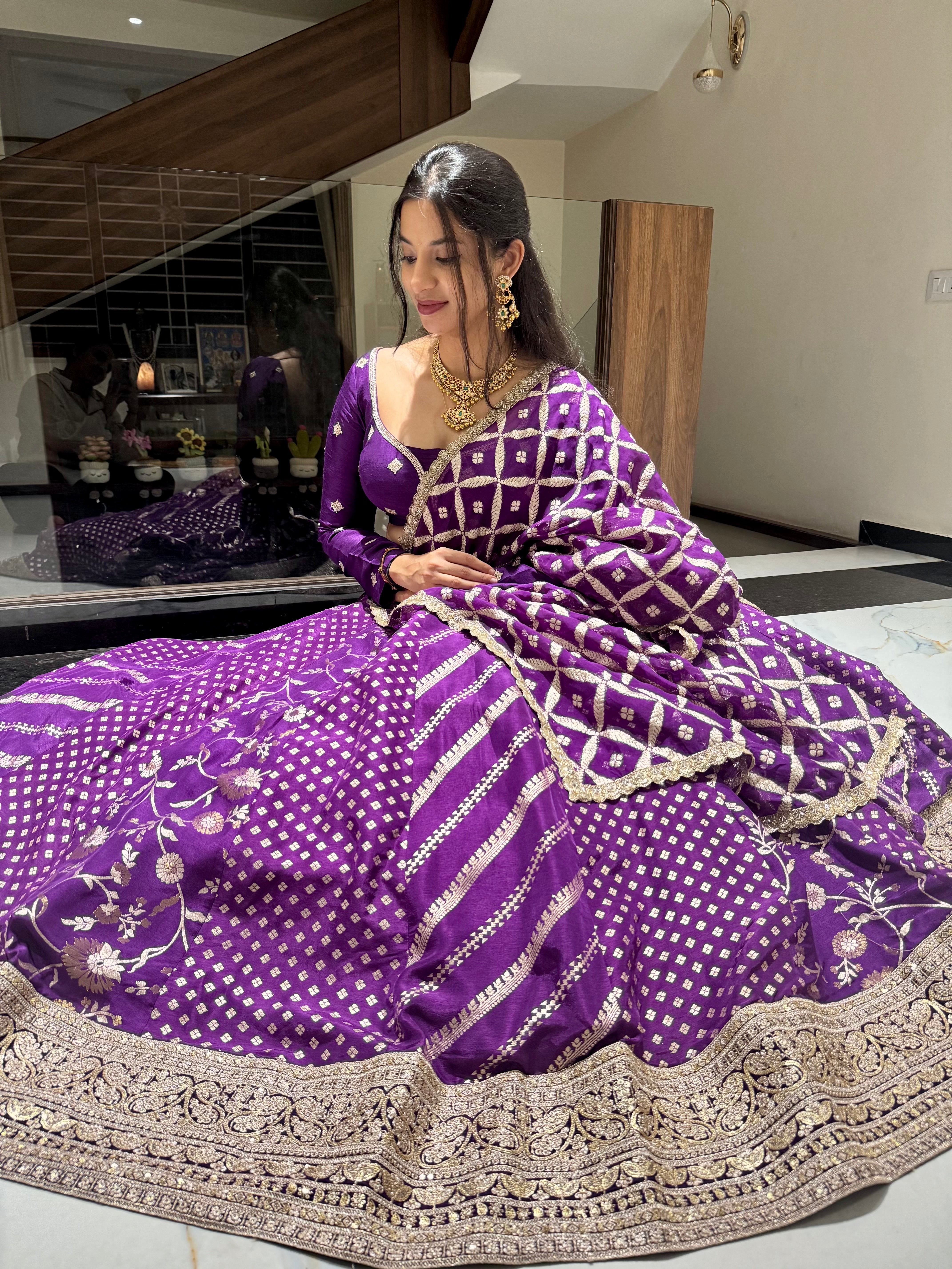 Purple Banarasi Lehenga