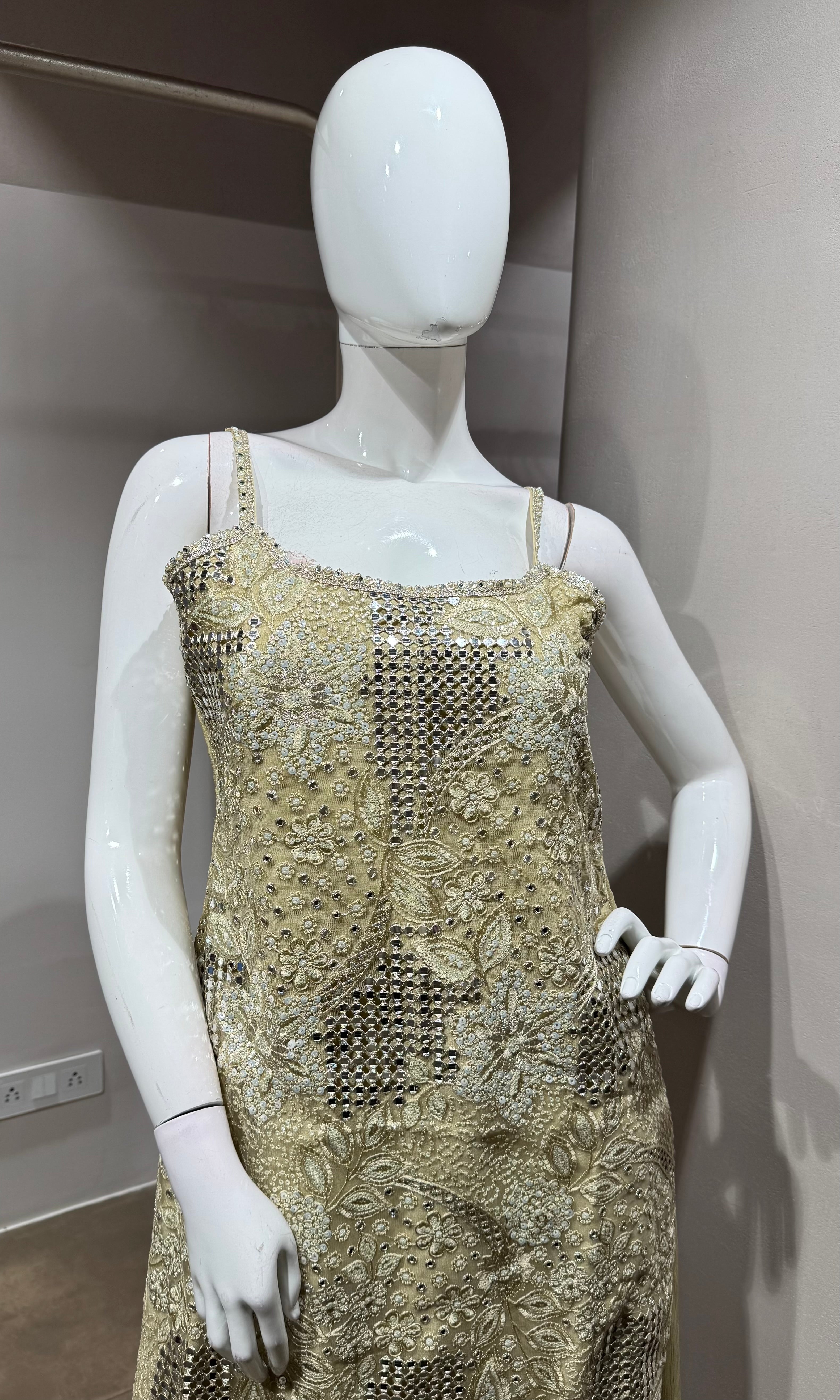 Gold Embroidered sharara Set with Dupatta
