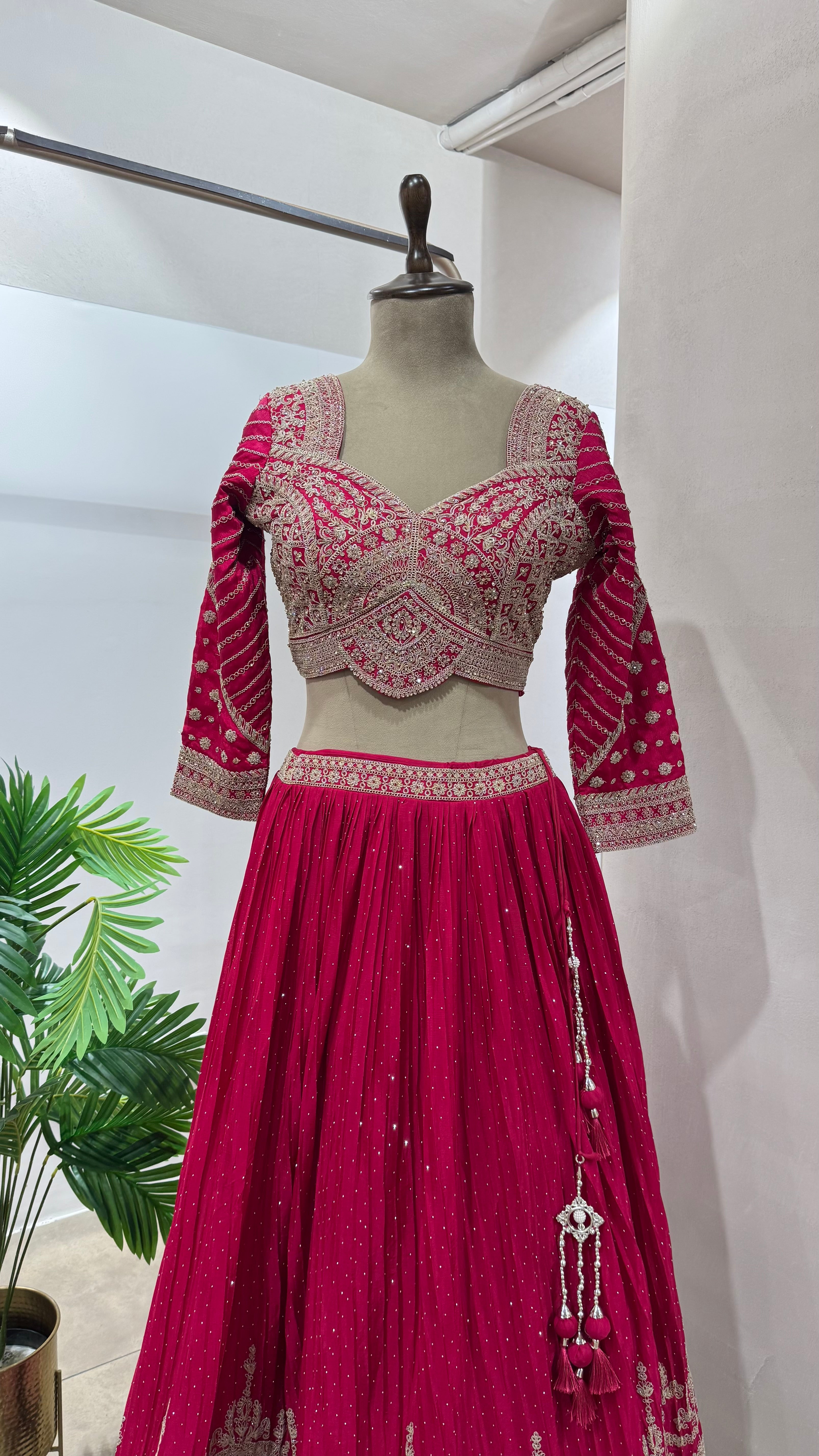 Pink Lehenga with Intricate Zari Embroidery