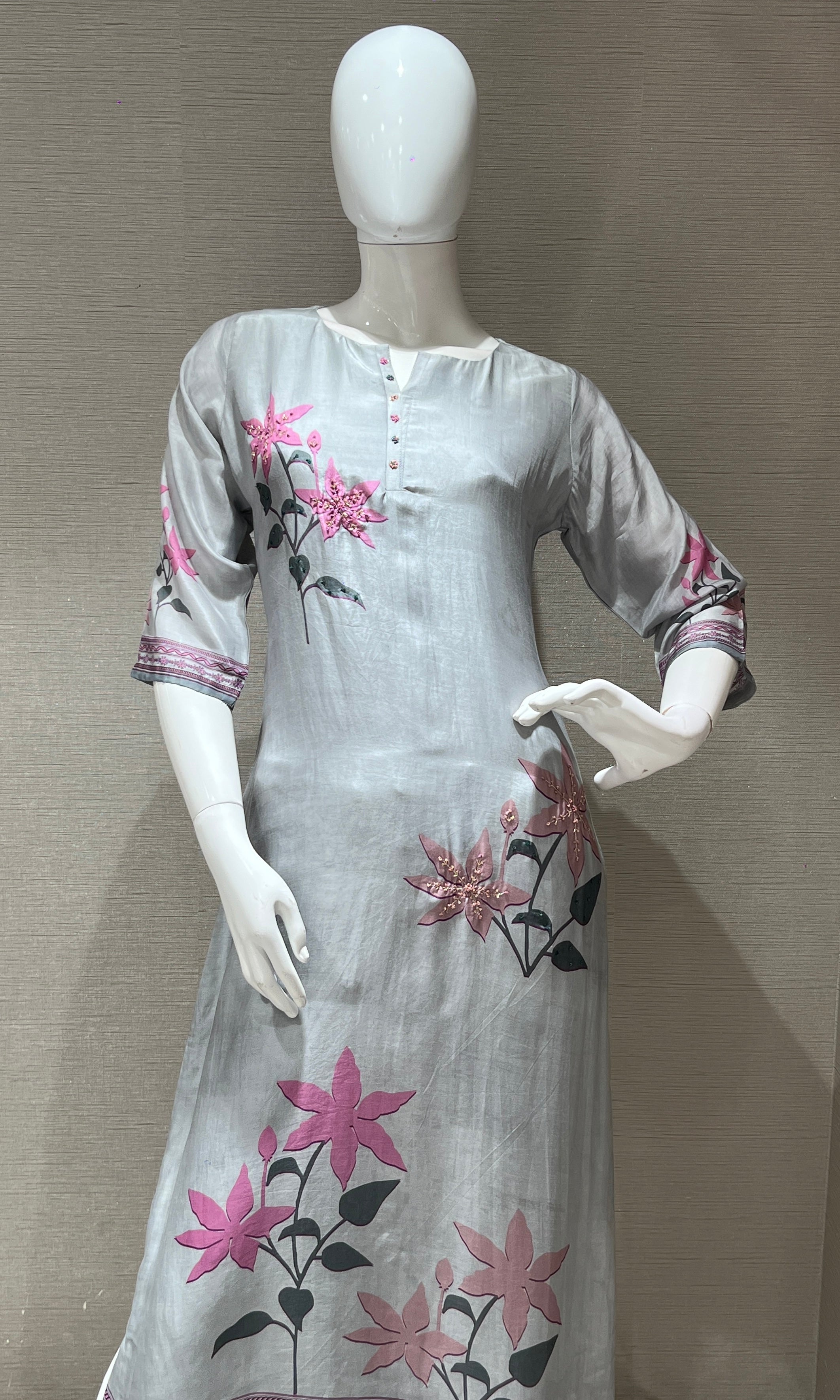 Grey floral print Kurti top