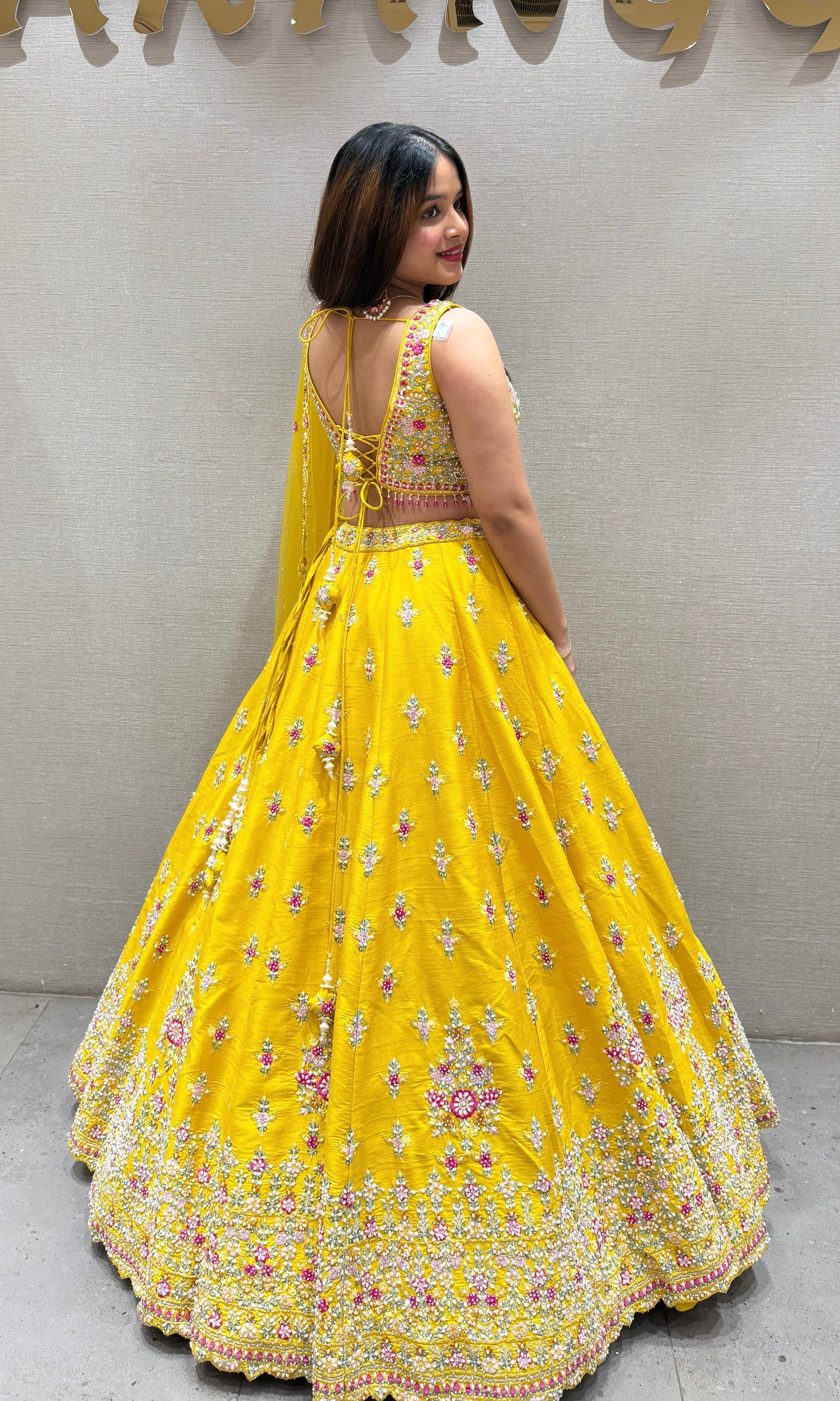Yellow Lehenga with itricate embroidered