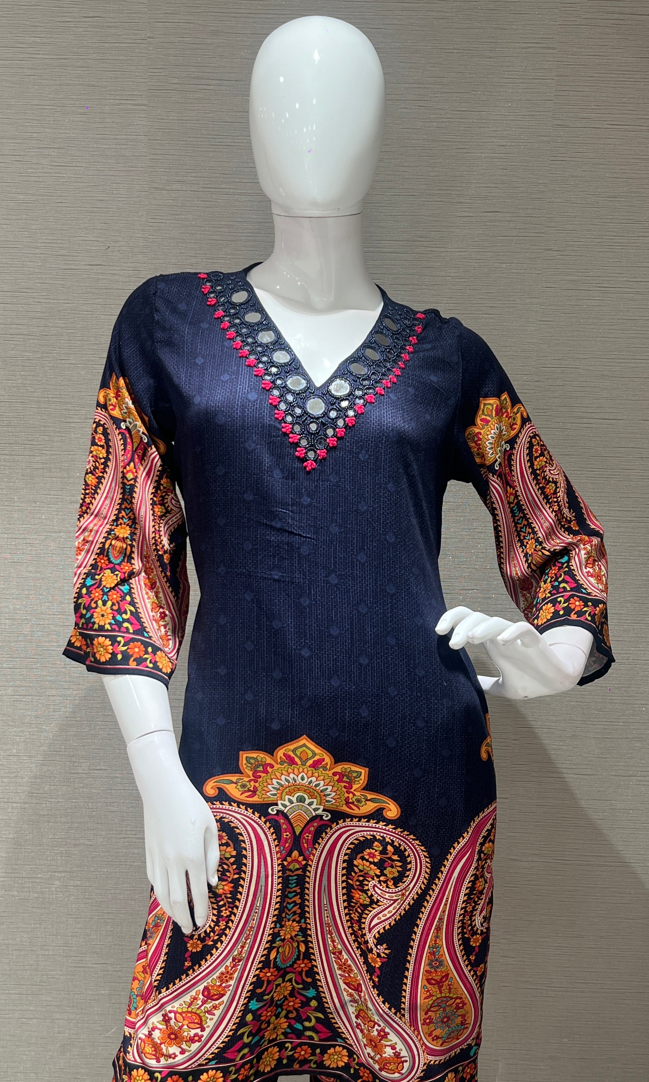 Navy blue Printed Cord Set