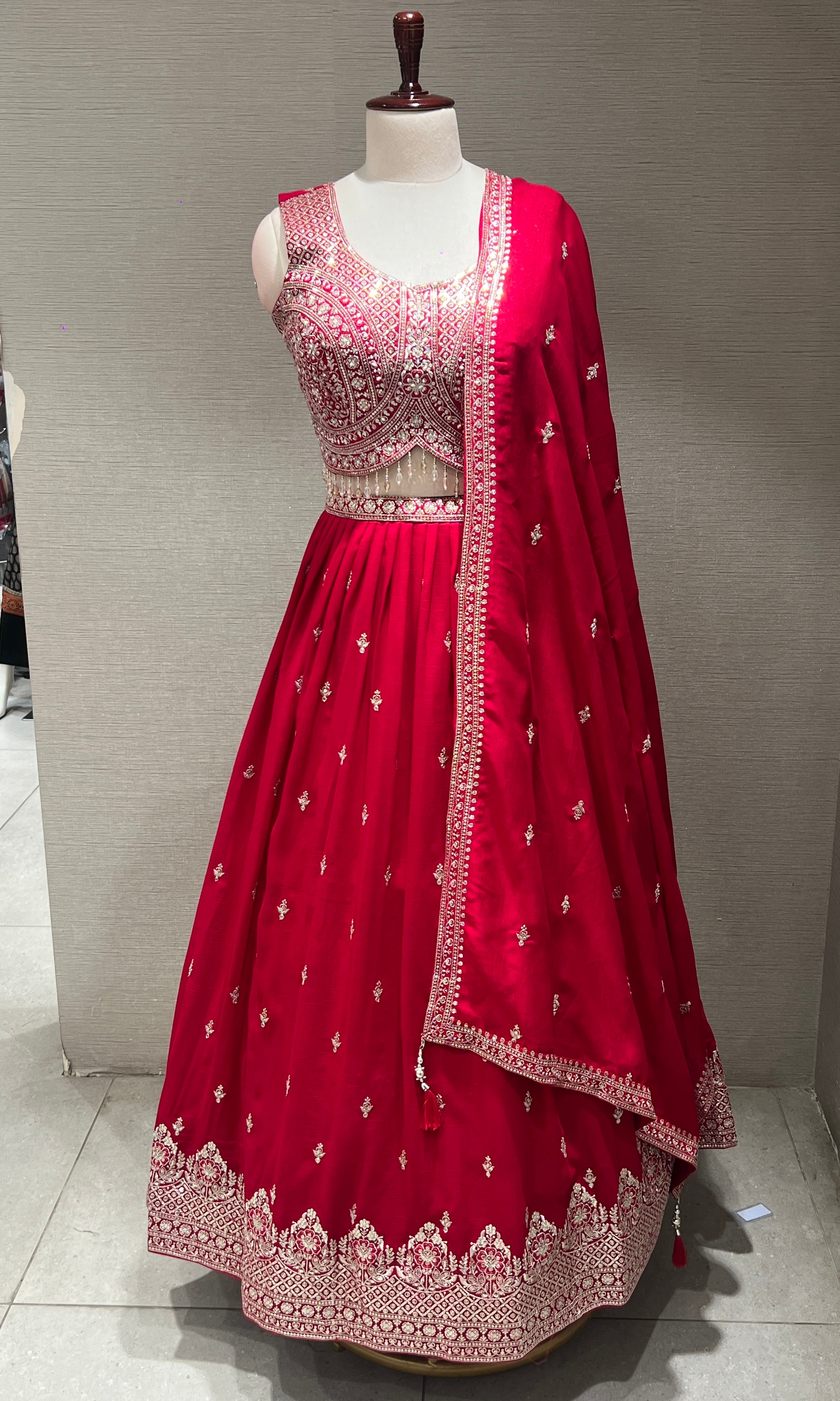 Pink Heavy Mirror Embroidered Lehenga